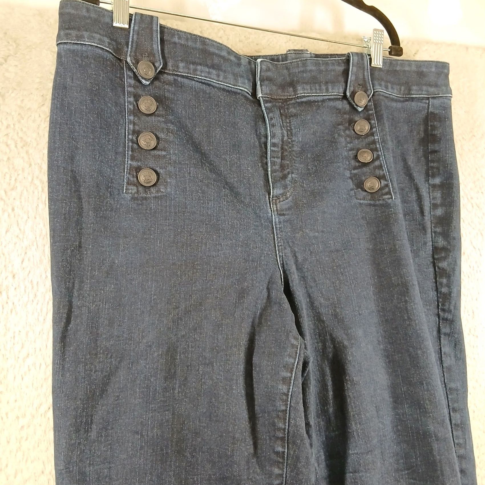Talbots VINTAGE? No. Talbots Sailor Jeans Womens 20W Dark Wash Cropped Button Front Trousers Size 42" / US 20 - 7 Thumbnail