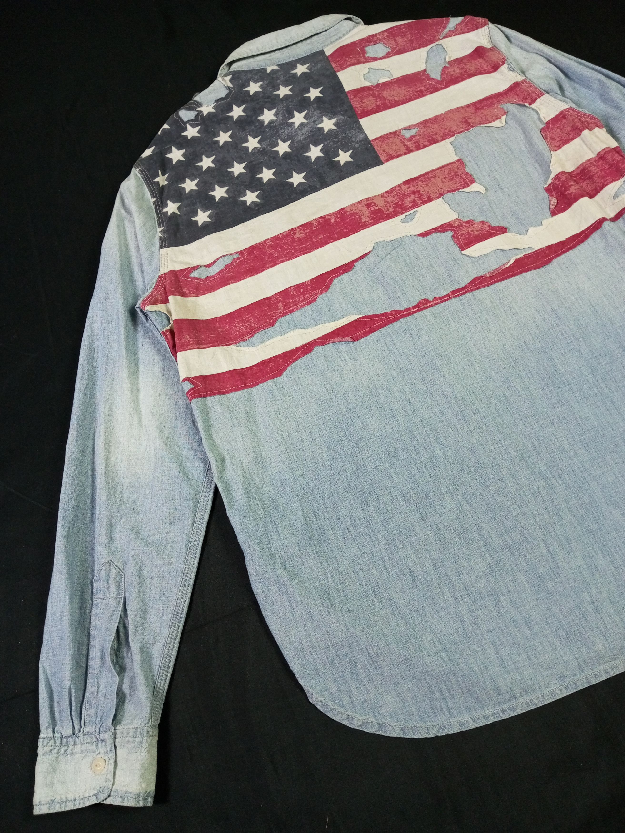 Denim & Supply Ralph Lauren Vintage Distressed Denim & Supply Patchwork American Flag Size US M / EU 48-50 / 2 - 18 Thumbnail