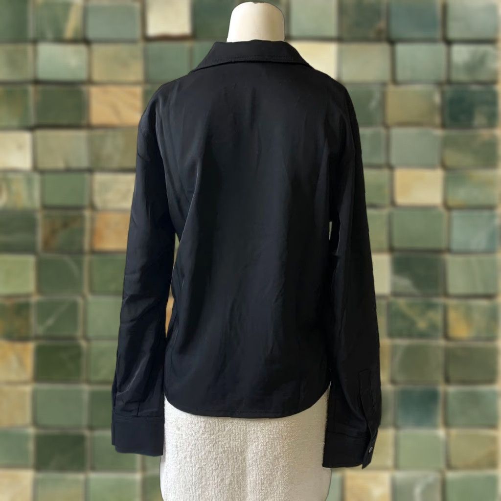 banana republic black dress shirt Banana Republic Fleece Black Shacket – Taelor.Style main image 1