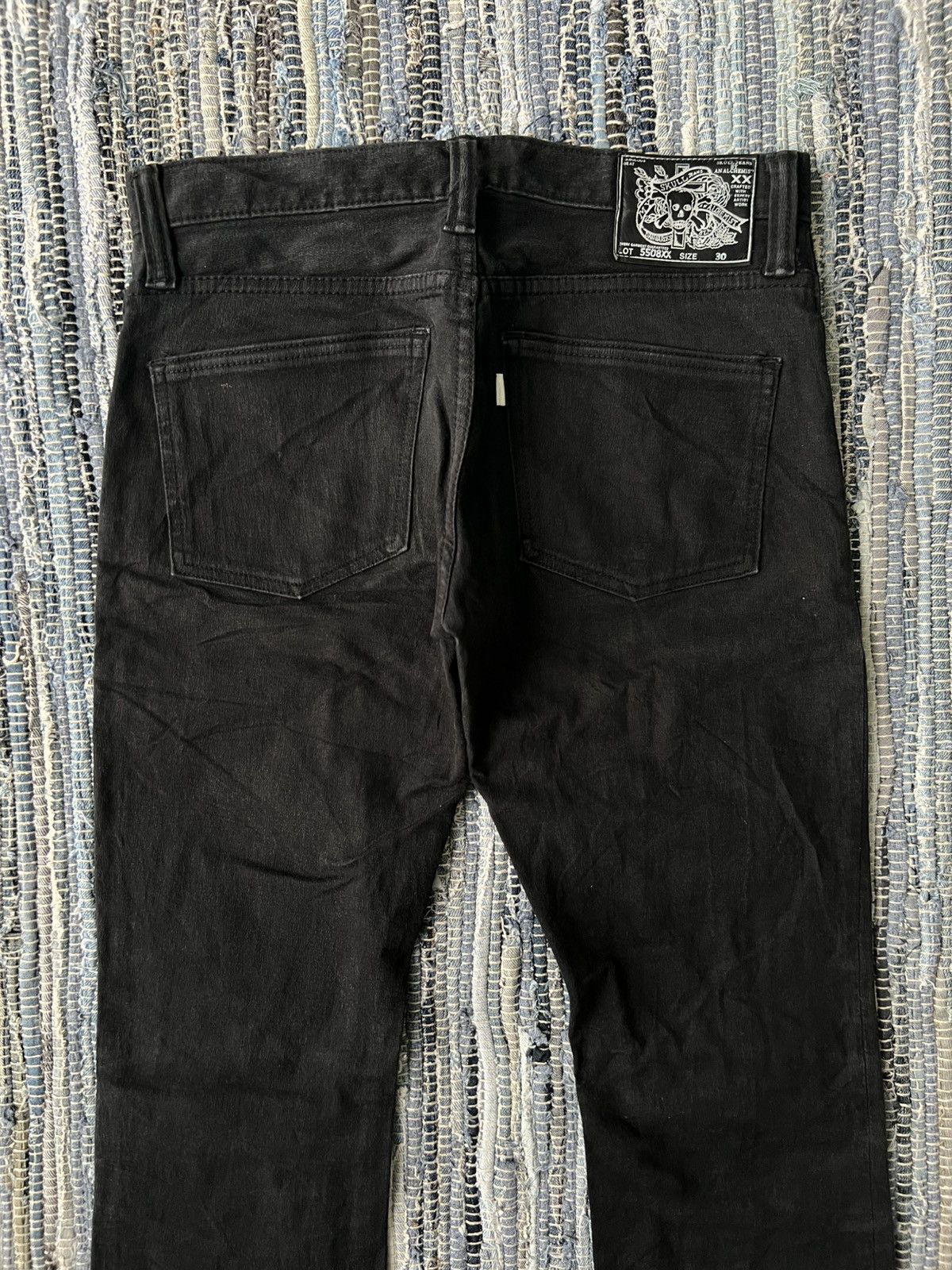 Skull Jeans by an Alchemist Super Flare Skulls Jeans Goth Post Apocalypse Denim Jeans Size US 30 / EU 46 - 3 Thumbnail