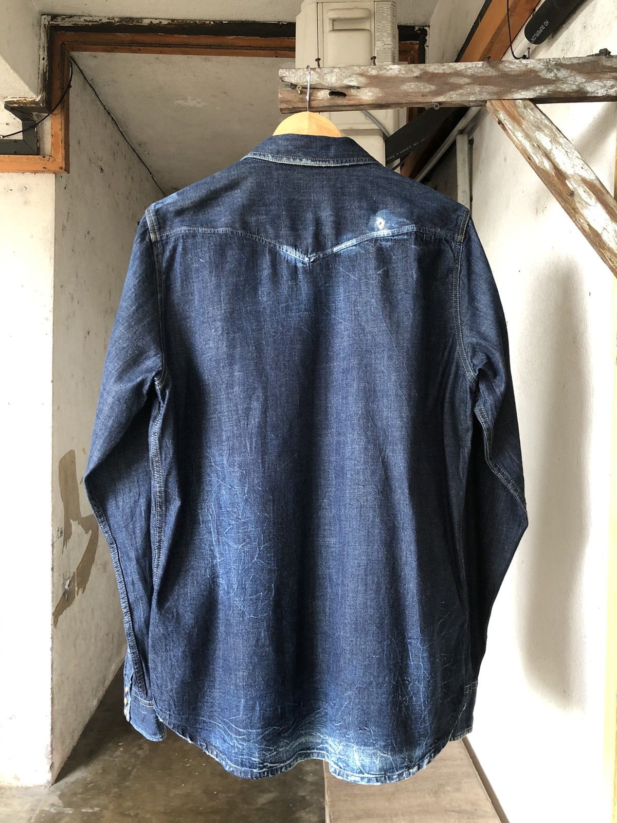 Diesel Rare🔥 Diesel Industries Distressed Punk Western Denim Shirt Size US XL / EU 56 / 4 - 2 Thumbnail