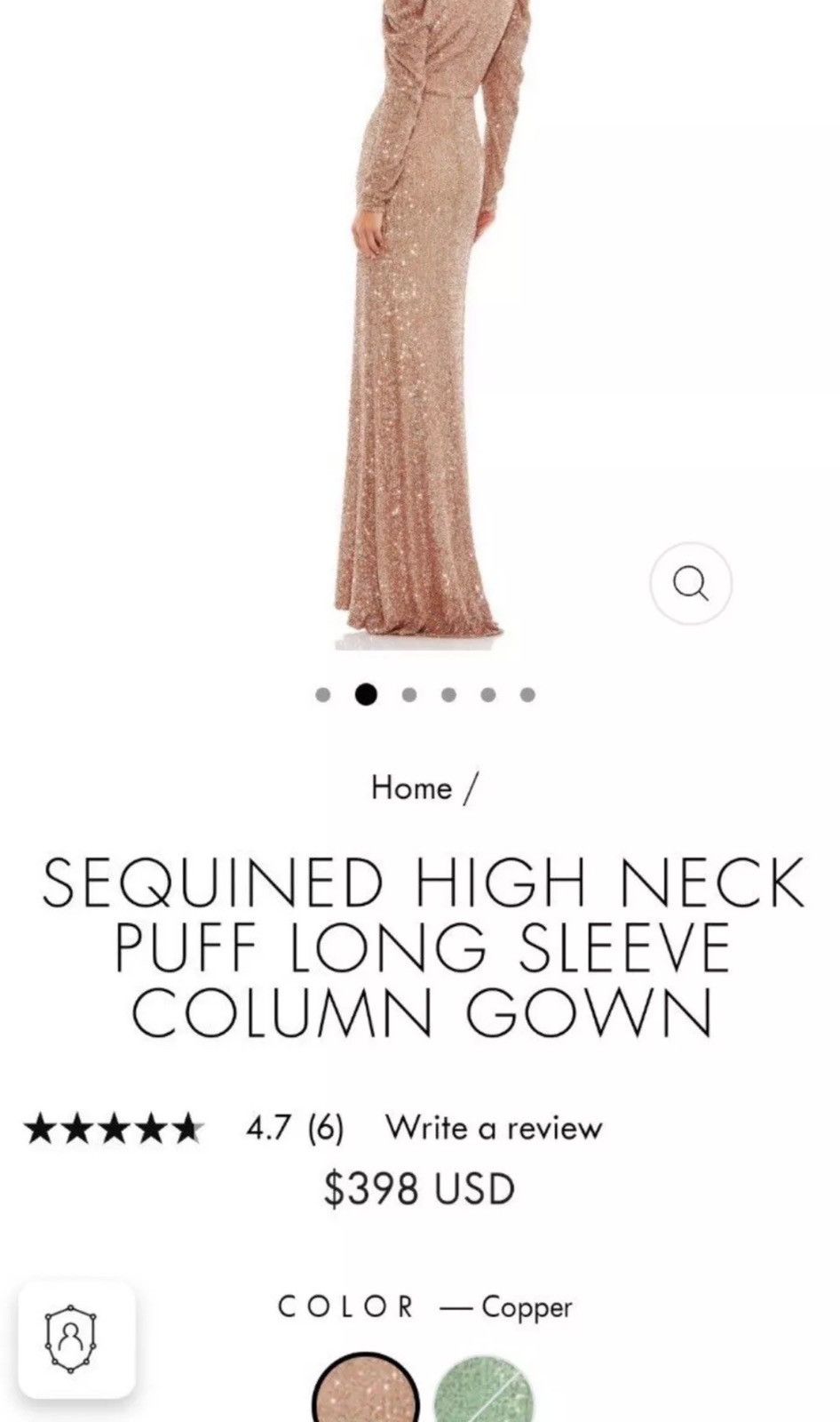 MAC DUGGAL IEENA SEQUINED HIGH NECK PUFF LONG SLEEVE GOWN