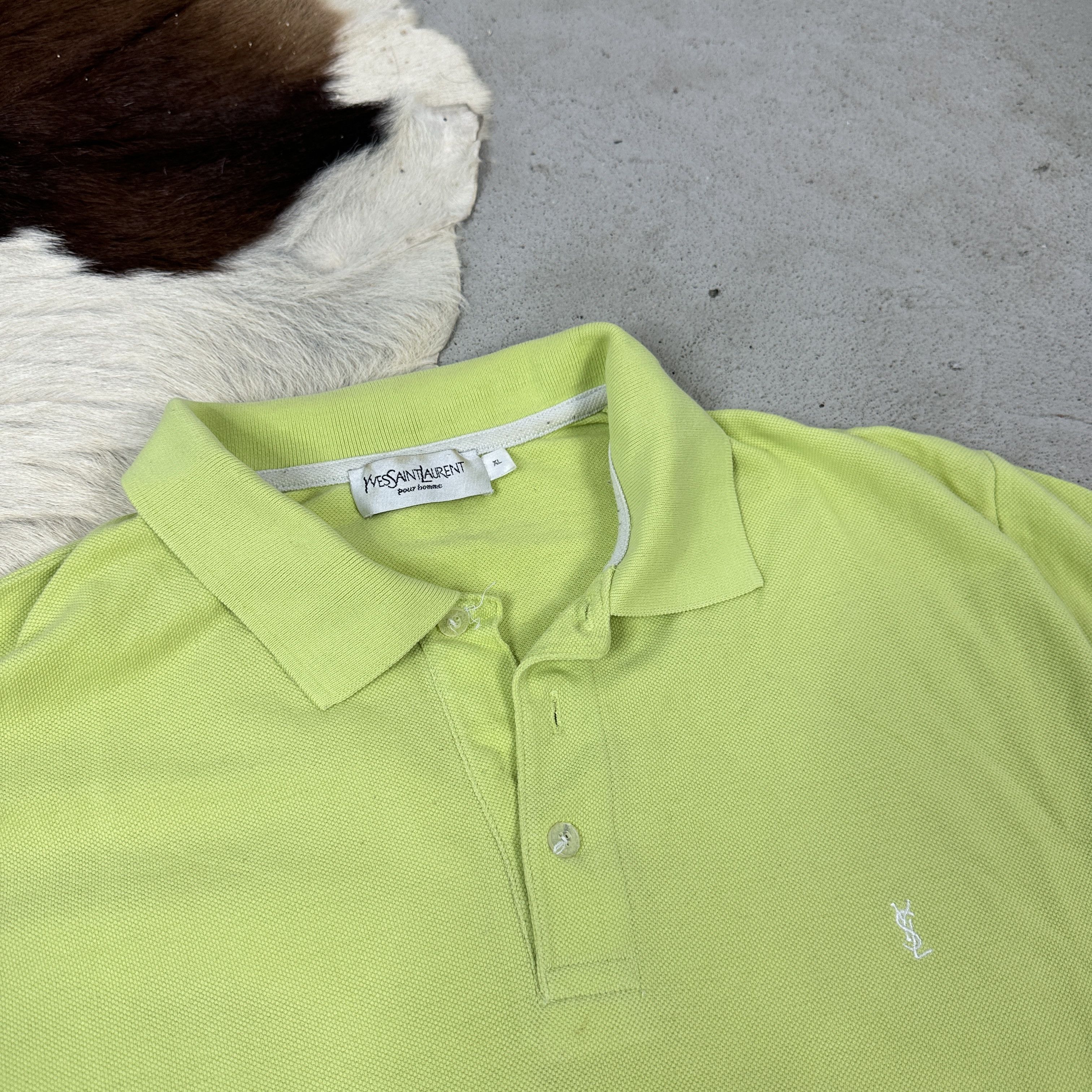 Vintage × Yves Saint Laurent Vintage Casual Yves Saint Laurent Lime Green Polo T-shirt Size US XL / EU 56 / 4 - 4 Thumbnail