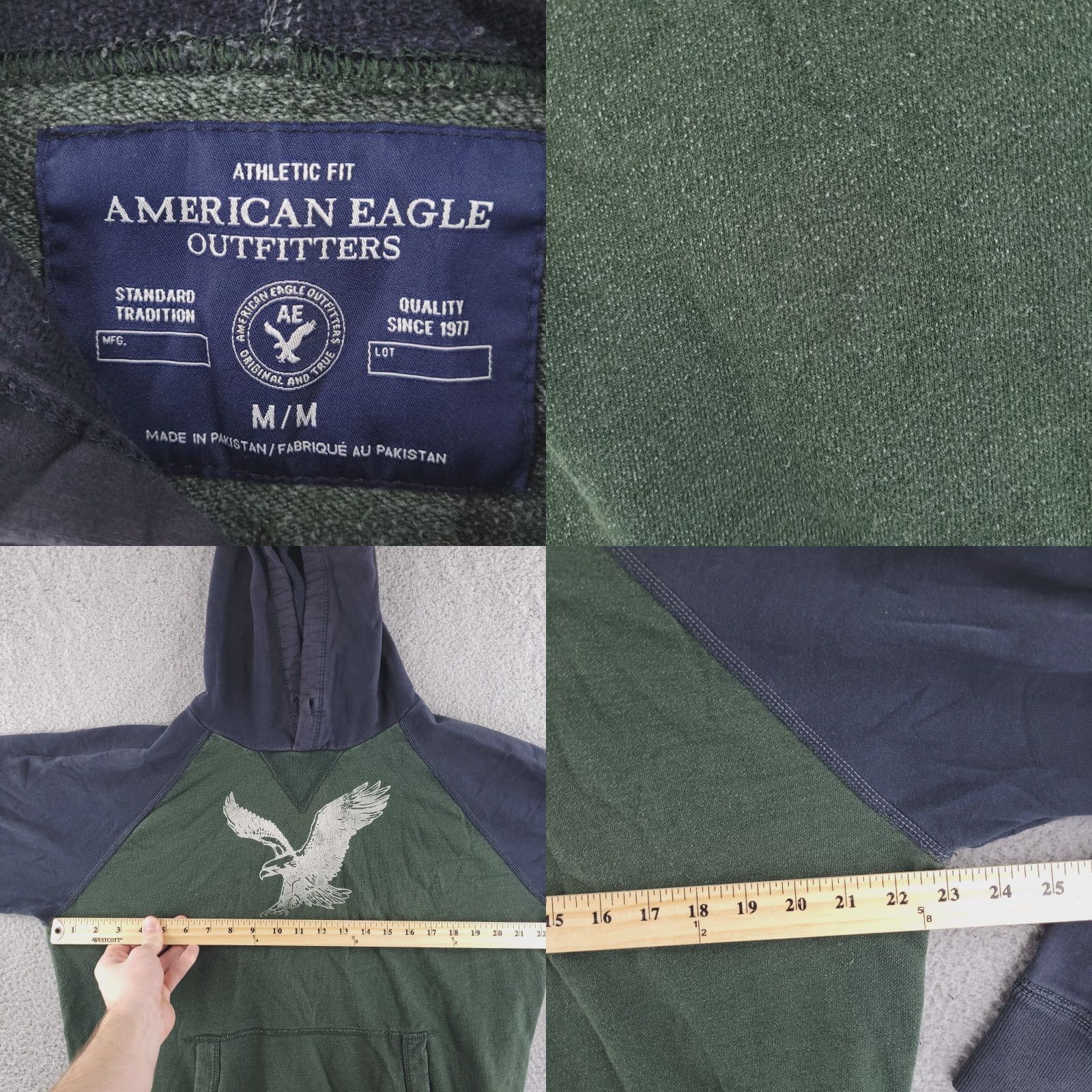 American Eagle Outfitters VINTAGE American Eagle Hoodie Mens M Green Baseball Retro Pullover"> Size US M / EU 48-50 / 2 - 8 Thumbnail