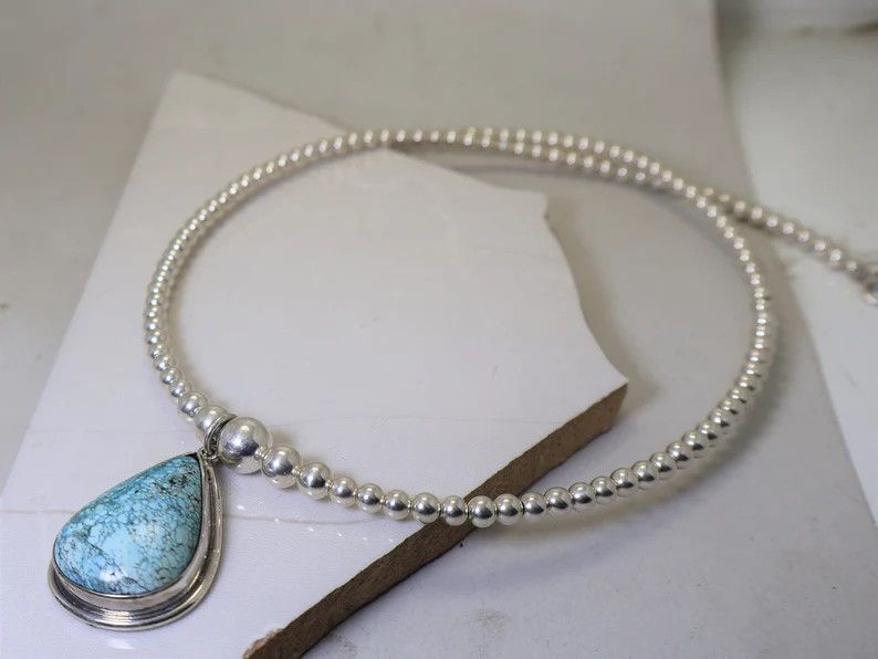 Handmade Turquoise Necklace, Handmade 925 Sterling Silver Necklace Size ONE SIZE - 6 Thumbnail