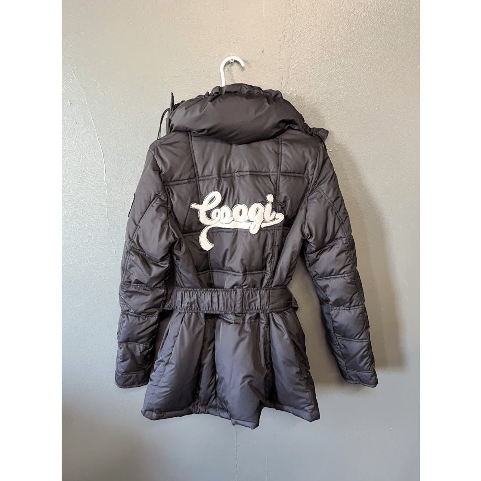 Coogi COOGI Womens Black Full Zip Quilted Puffer Jacket Hooded Mock Neck Size M Size M / US 6-8 / IT 42-44 - 2 Thumbnail