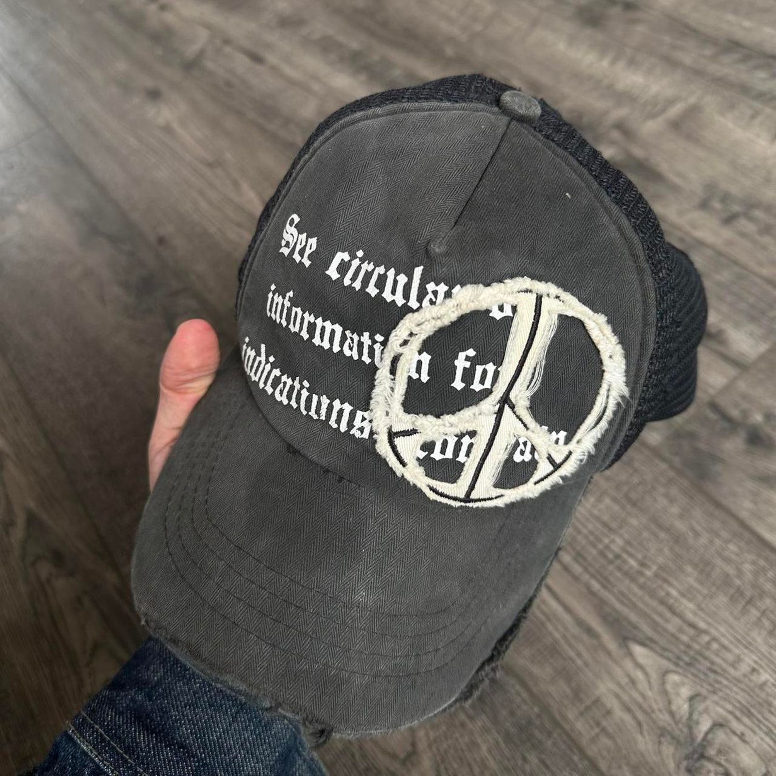Japanese Brand × Vintage Vintage Y2K Punk Distressed Archive Peace Mesh Trucker Hat Size ONE SIZE - 5 Thumbnail