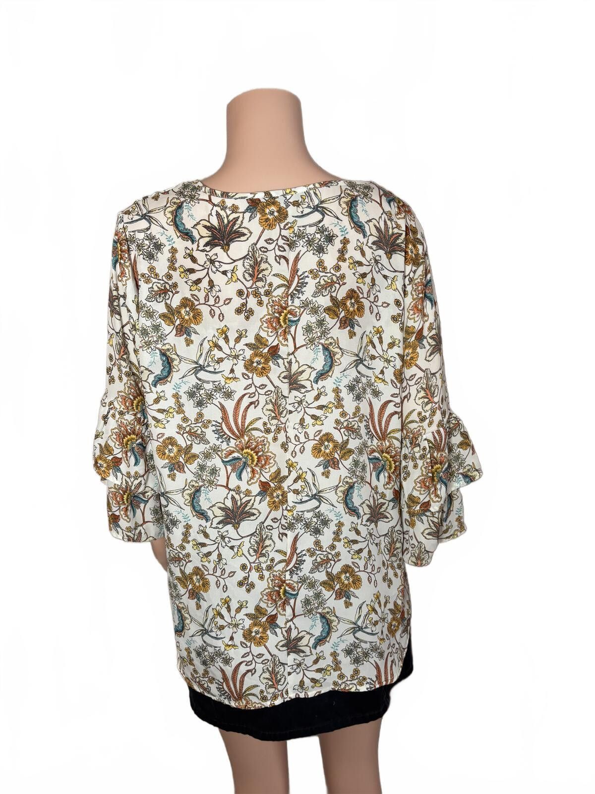 J.Crew Boho Coastal Cottagecore Floral Bell Sleeve Blouse Peasant. Size XL / US 12-14 / IT 48-50 - 6 Thumbnail