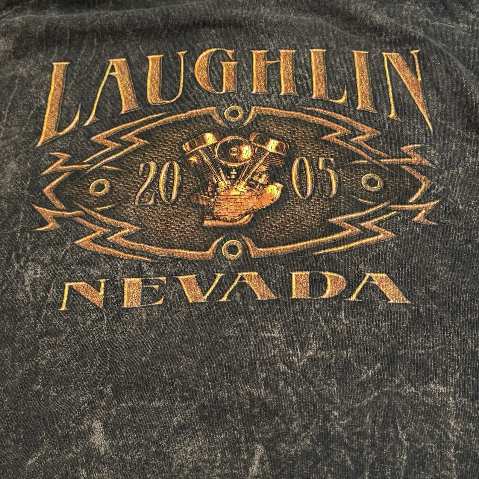 Anvil Vintage Y2K Black Acid Wash Laughlin Biker Henley Shirt Size US XL / EU 56 / 4 - 6 Thumbnail