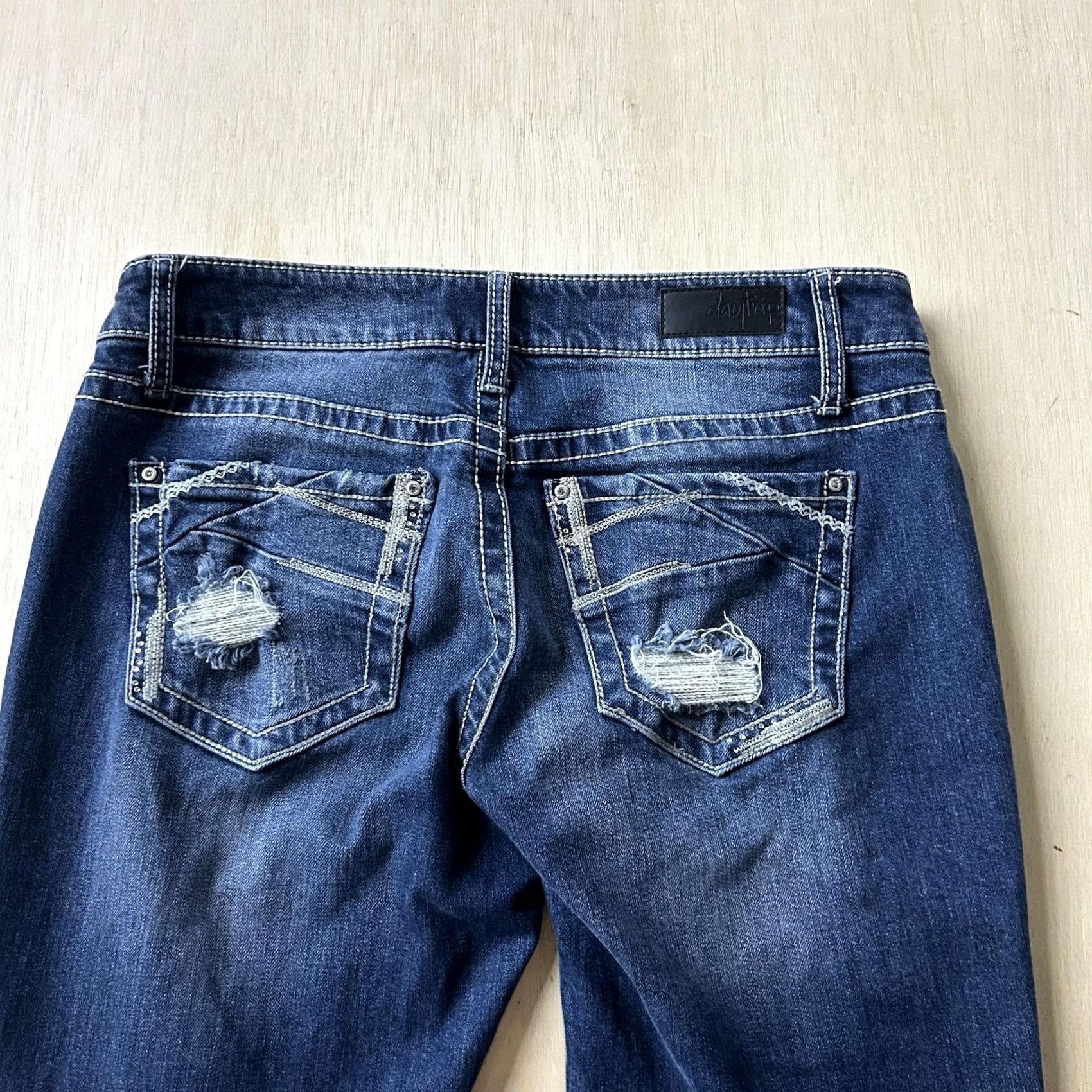 Vintage Daytrip Virgo Skinny Jeans Womens 29L Med Wash Blue Distressed Denim Stretch Size 29" - 6 Thumbnail