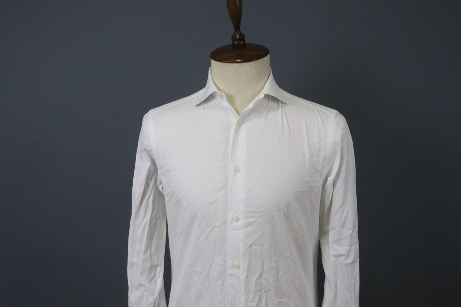 Designer Boggi White Cotton Collared Front Dress Shirt Size 40 Size 38R - 2 Thumbnail