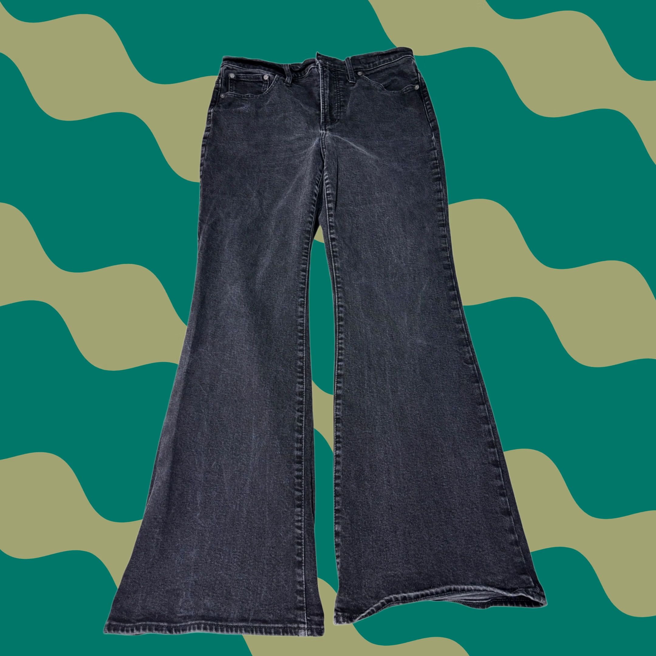 Madewell VINTAGE Madwell Flared Womens 30 Black The Perfect Flare Jean Faded Stretch Denim 30X30 Size 30" / US 8 / IT 44 - 1 Thumbnail
