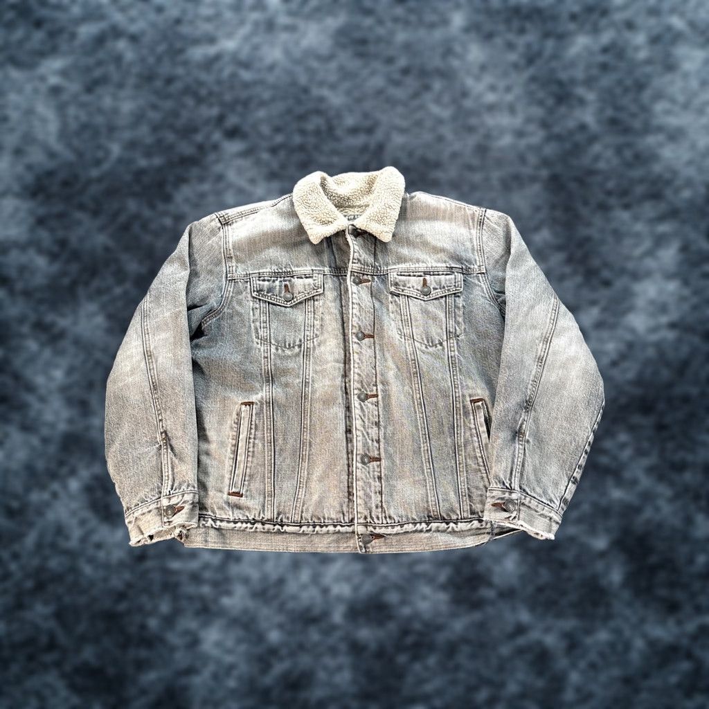 Gap VINTAGE Gap Denim Trucker Jacket Mens XL Gray Sherpa Lined Retro Workwear Jacket Size US XL / EU 56 / 4 - 1 Thumbnail