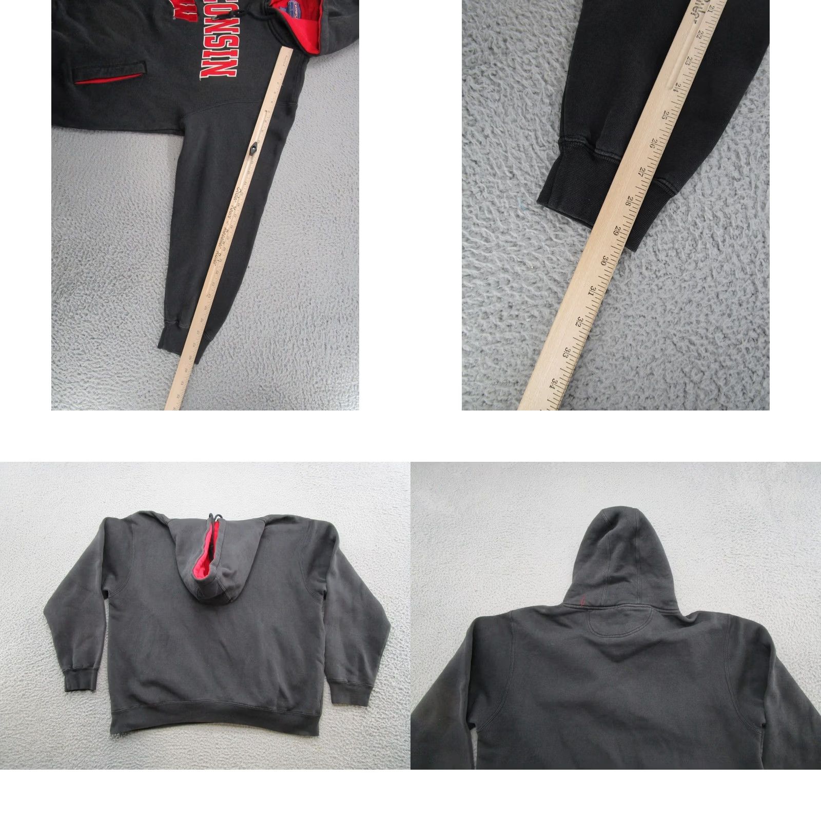 Vintage VTG Champs Wisconsin Badgers NCAA Spell Out Hoodie Sweatshirt L Black Men's Shirt Size US L / EU 52-54 / 3 - 8 Thumbnail