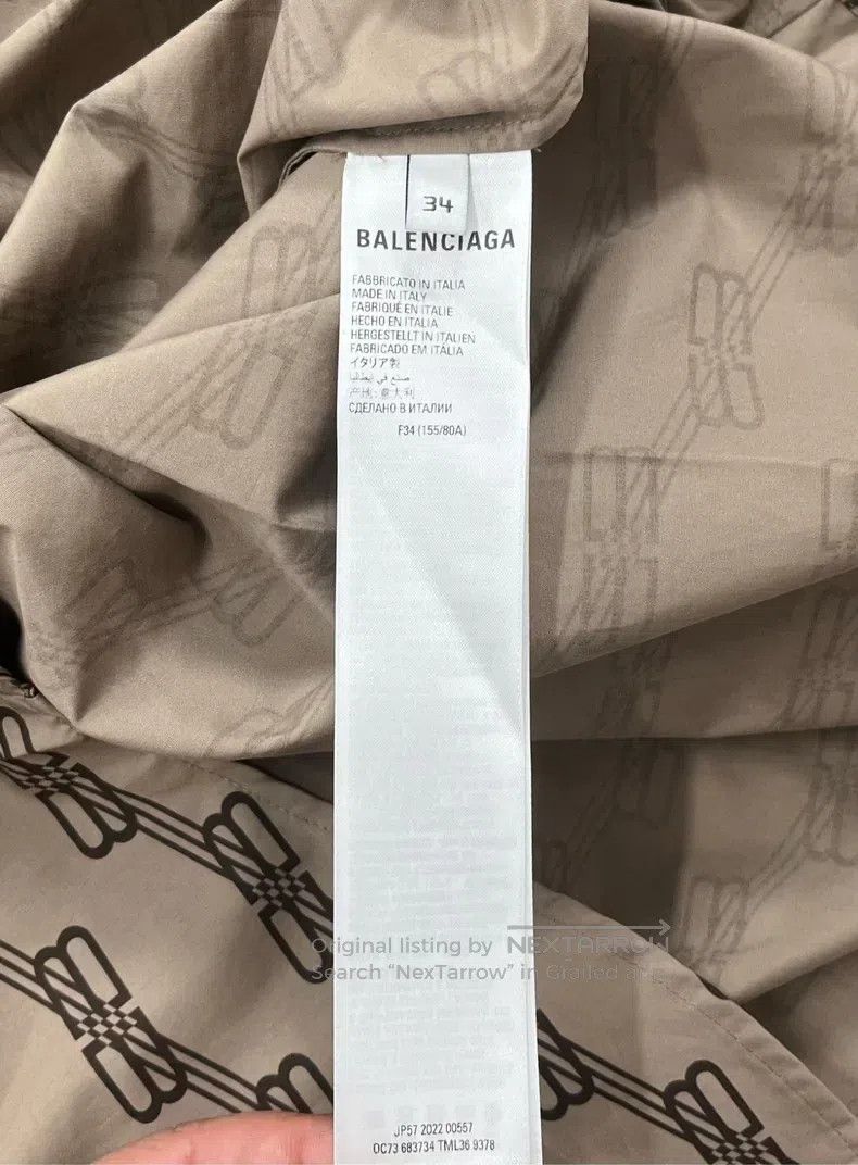 Balenciaga Balenciaga Brown Short Sleeve Shirt with Full Logo Print Size XXS / US 00 / IT 34 - 5 Thumbnail