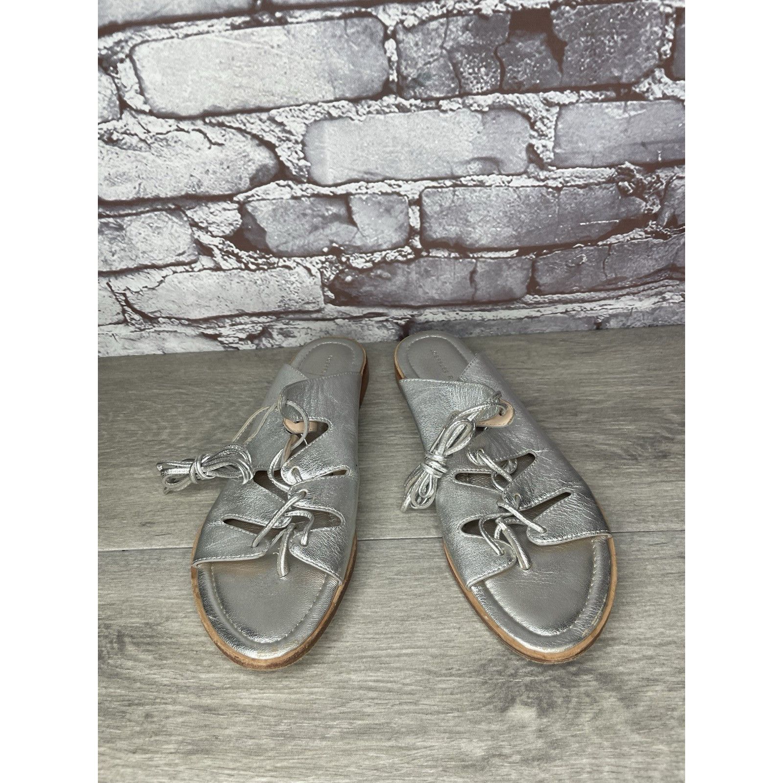 Loeffler Randall Loeffler Randall Kira GT Silver Metallic Thong Sandals Women Size US 9.5 / IT 39.5 - 2 Thumbnail