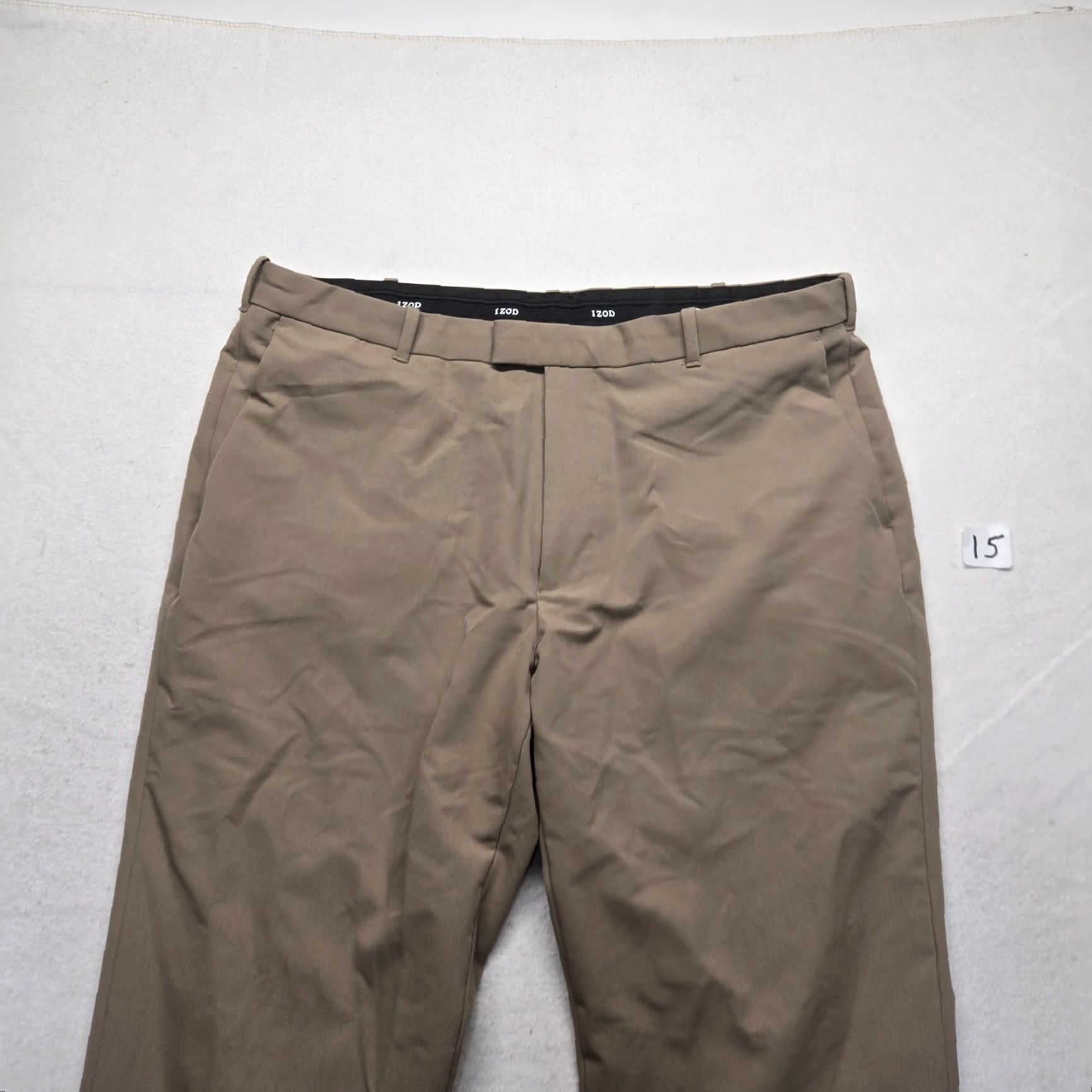 Izod Izod Golf Pants Men's 36 x 30 Tan Lightweight Performance Flat Front Size US 36 / EU 52 - 2 Thumbnail