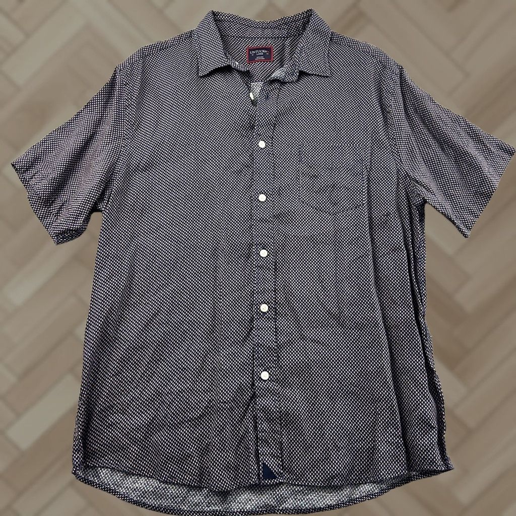 UNTUCKit UNTUCKit Shirt Short Sleeve 100% Linen Button Front Pocket Men's Large Blue Size US L / EU 52-54 / 3 - 1 Thumbnail