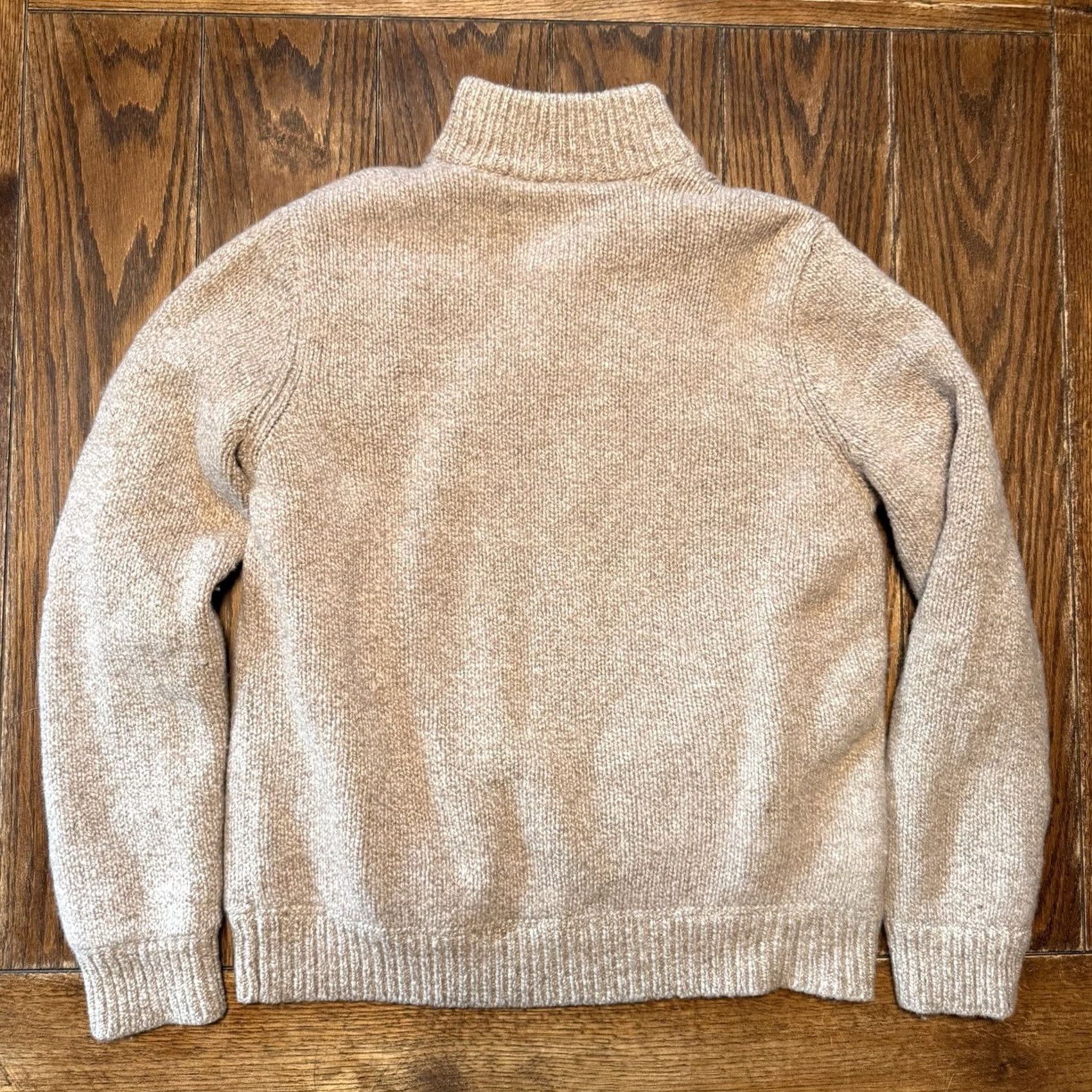 Vintage LL Bean Mens Lambswool Full Zip Sweater Jacket Medium Oatmeal Plaid Lined 500921 Size US M / EU 48-50 / 2 - 4 Thumbnail