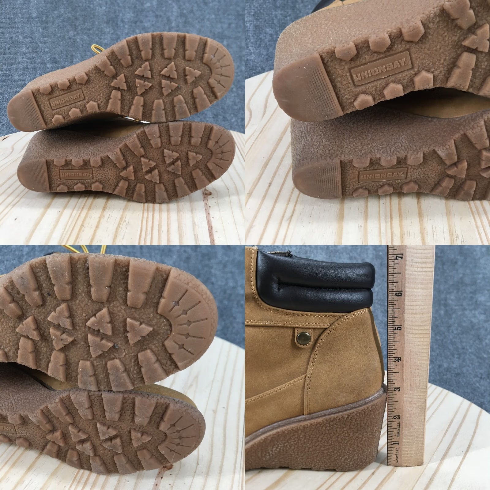 Vintage Unionbay Hiking Boots Womens 9 M Rapsody Brown Faux Leather Wedge Lace Up Size US 9 / IT 39 - 8 Thumbnail