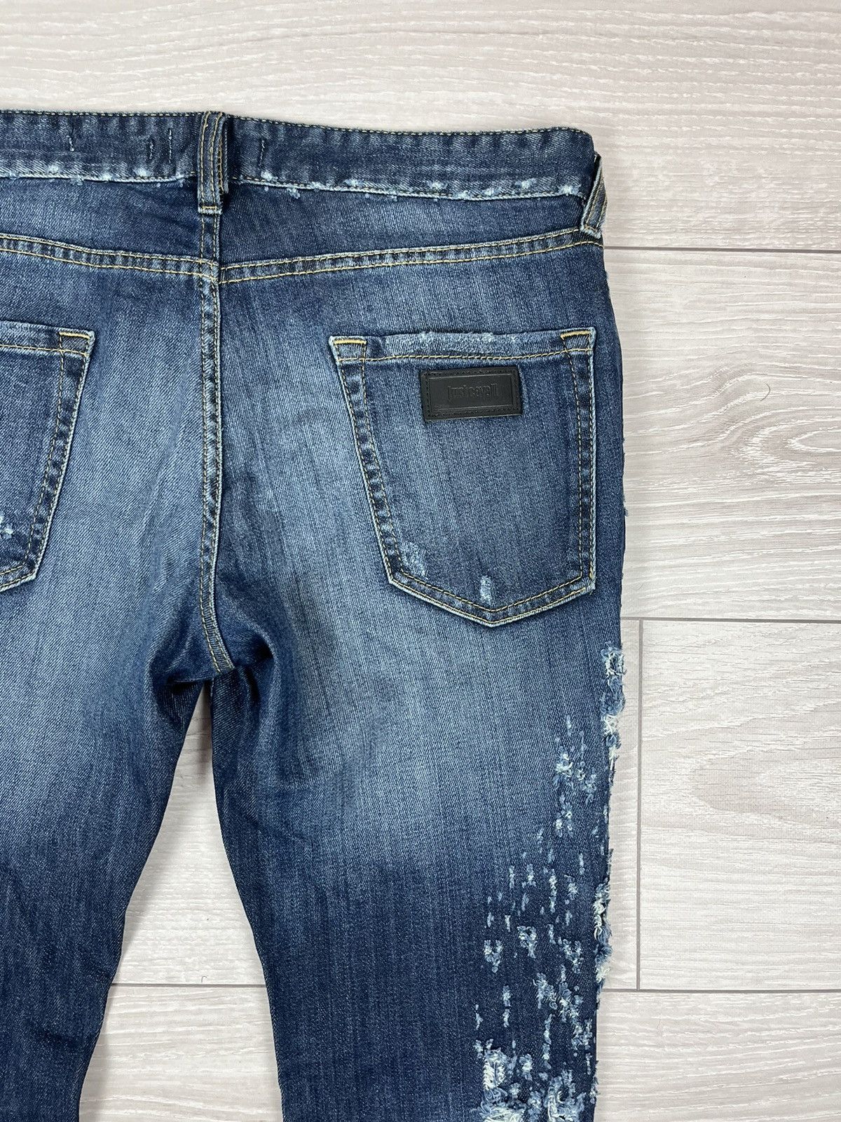 Just Cavalli Just Cavalli Italy Blue Denim Distressed Slim Jeans Pants Size US 34 / EU 50 - 15 Thumbnail