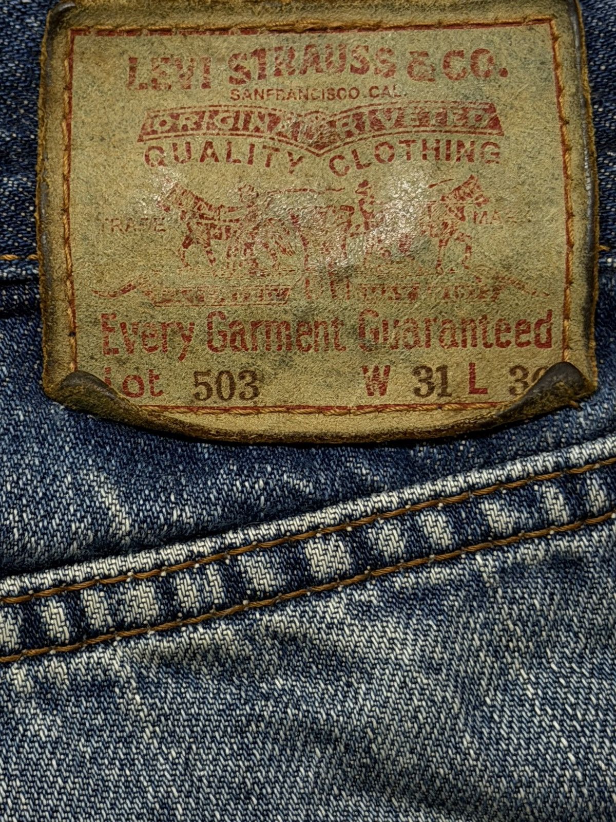 Levi's Vintage 90s Levis 503 Blue Mud Wash Distress Wide Leg Baggy Size US 31 - 6 Thumbnail