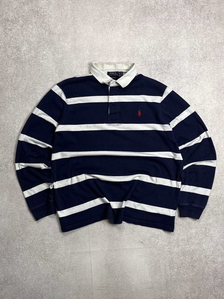 Polo Ralph Lauren × Vintage Vintage Polo Ralph Lauren Striped Rugby Shirt Y2K XL Size US XL / EU 56 / 4 - 1 Thumbnail
