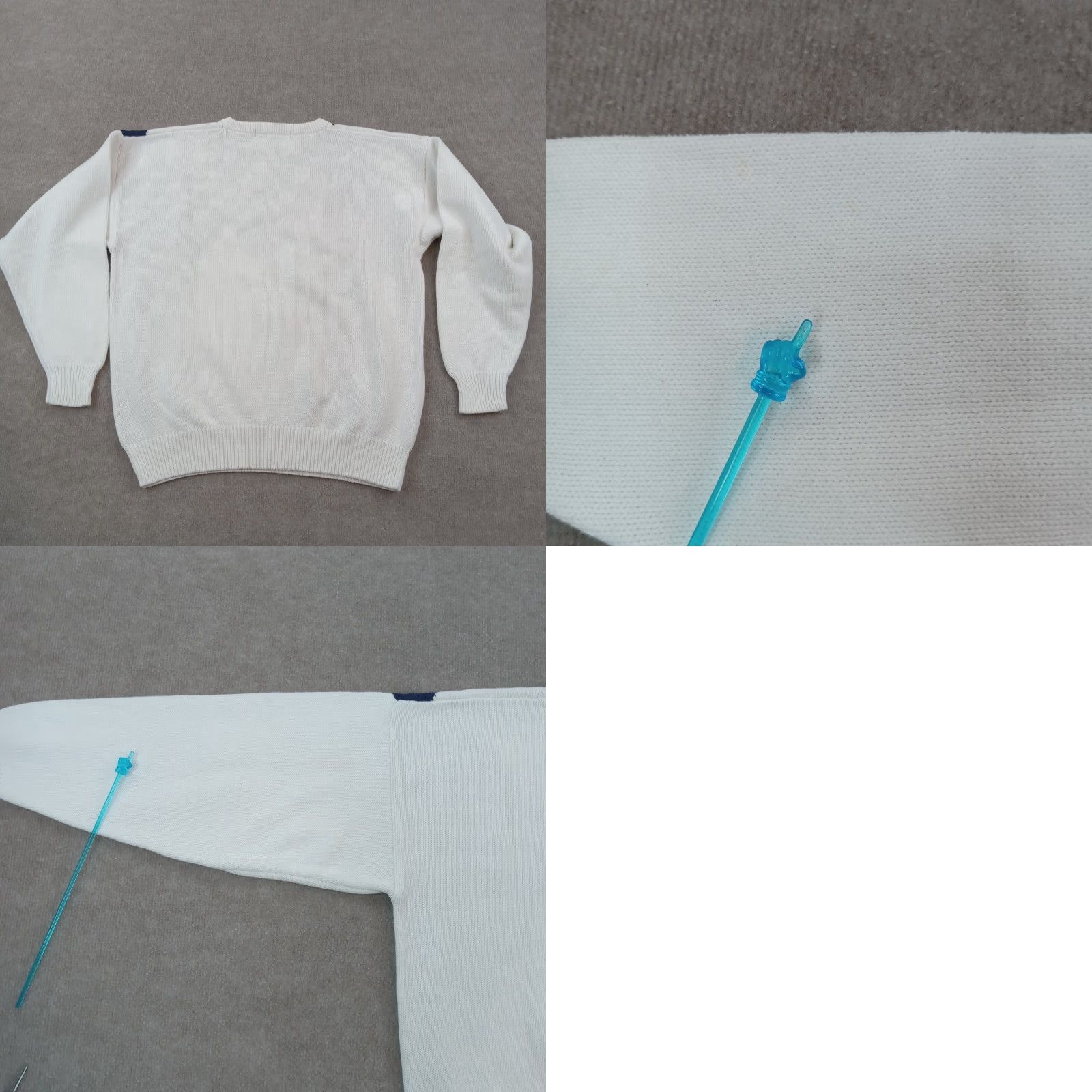 Vintage John Ashford Golf Sweater Mens Large White Blue Argyle Crew Neck Pullover Size US L / EU 52-54 / 3 - 8 Thumbnail