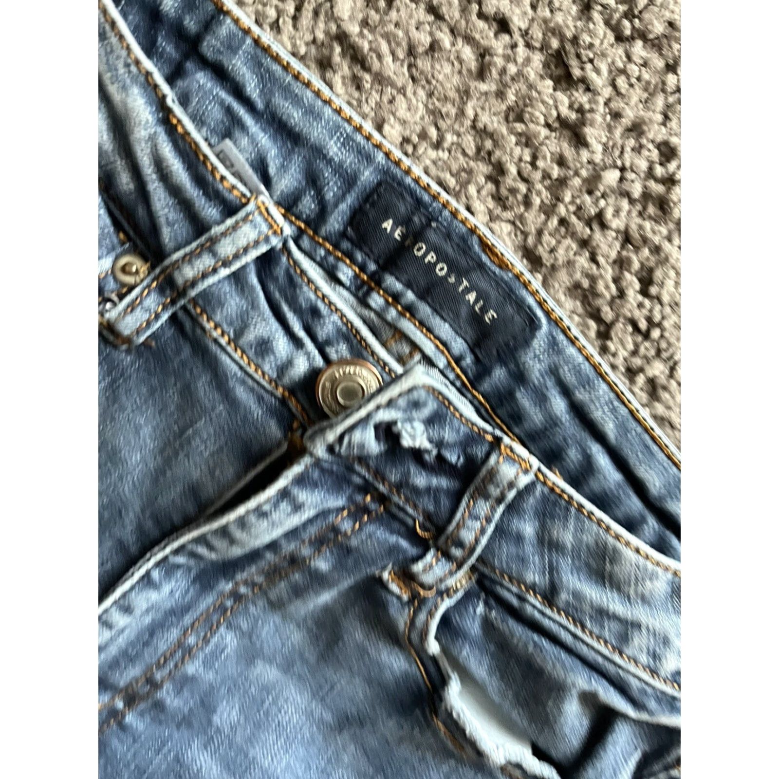 Vintage Aéropostale The Norma Jean Jeans Women's Skinny Denim 2 Blue High Rise Distressed 26 In Inseam Size 26" / US 2 / IT 38 - 6 Thumbnail