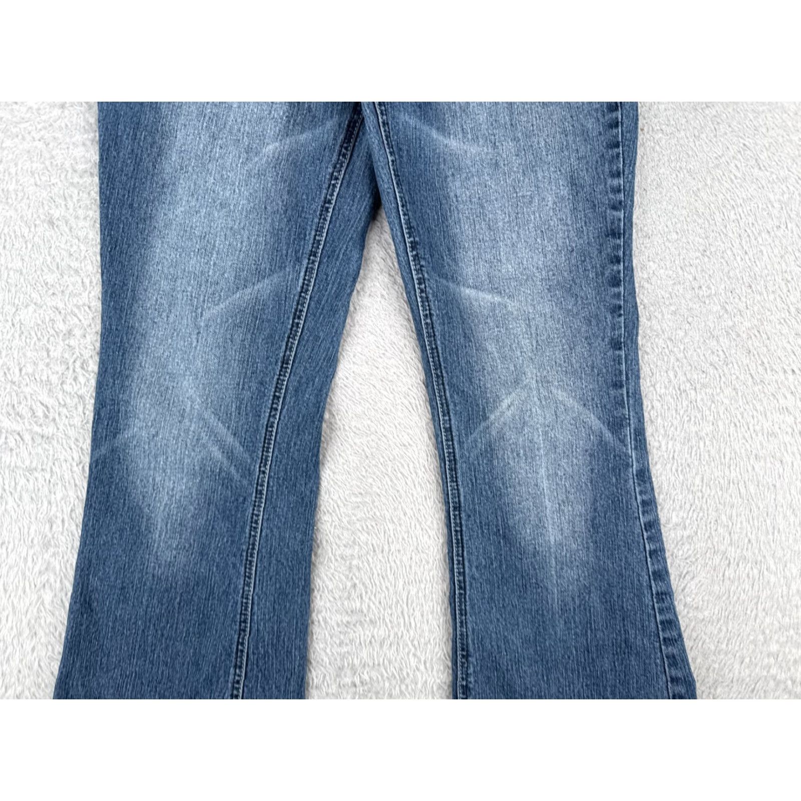Vintage L.A. Blues Jeans Womens 8P Blue Denim Bootcut Mid Rise Distressed 27x28 Size 30" / US 8 / IT 44 - 3 Thumbnail