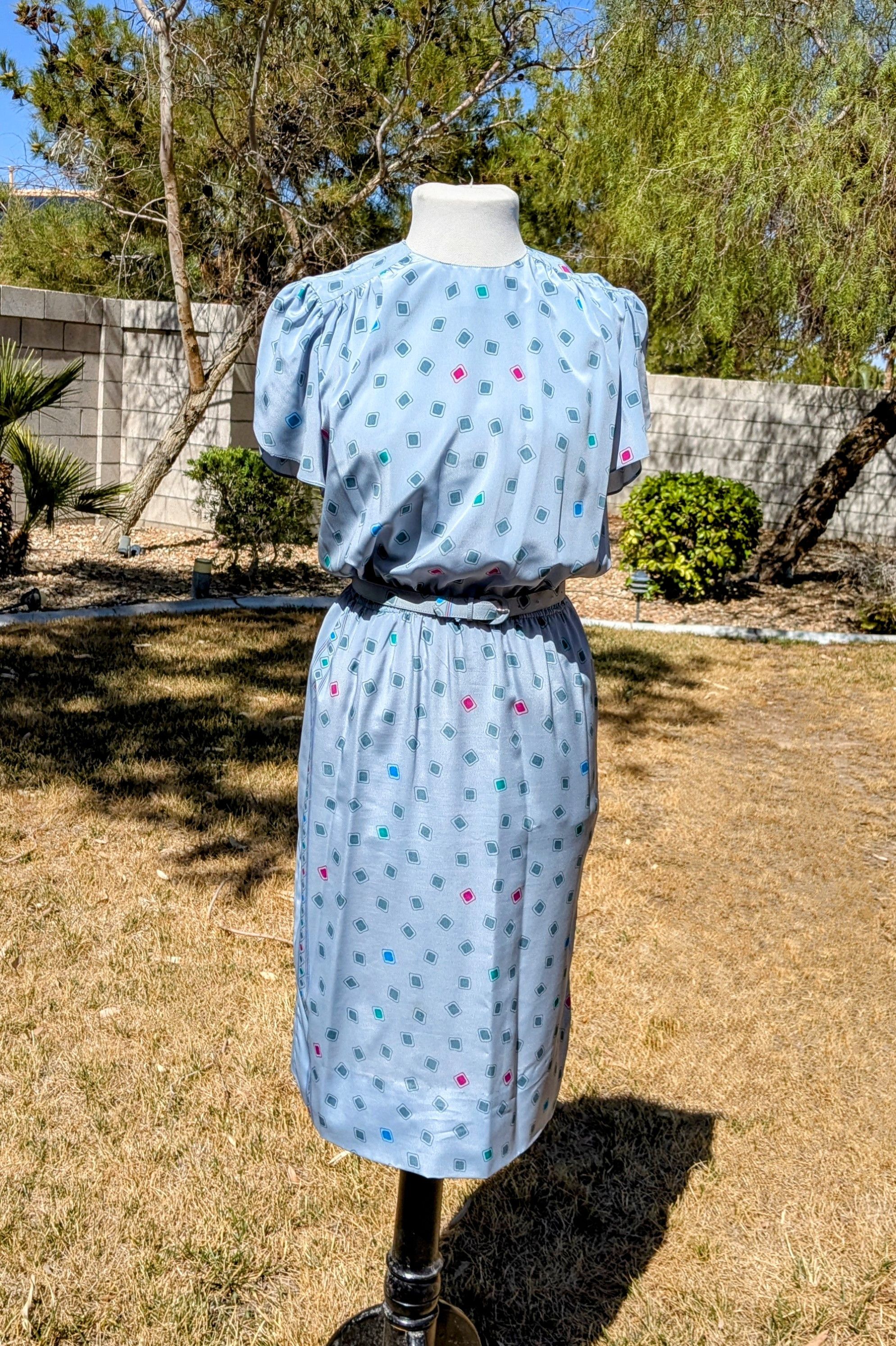Vintage Azure Charles Bianco Italian Collection Petite Blouson Dress Size S / US 4 / IT 40 - 1 Thumbnail