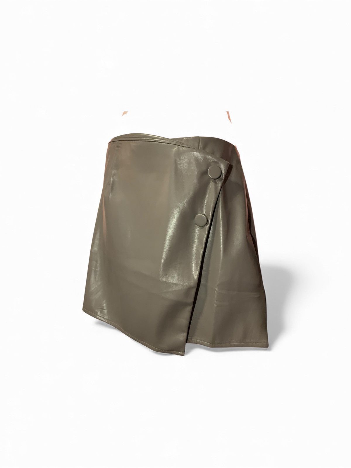 Other Gray Faux Leather Mini Skirt (item#10079) Size 32" / US 10 / IT 46 - 3 Thumbnail