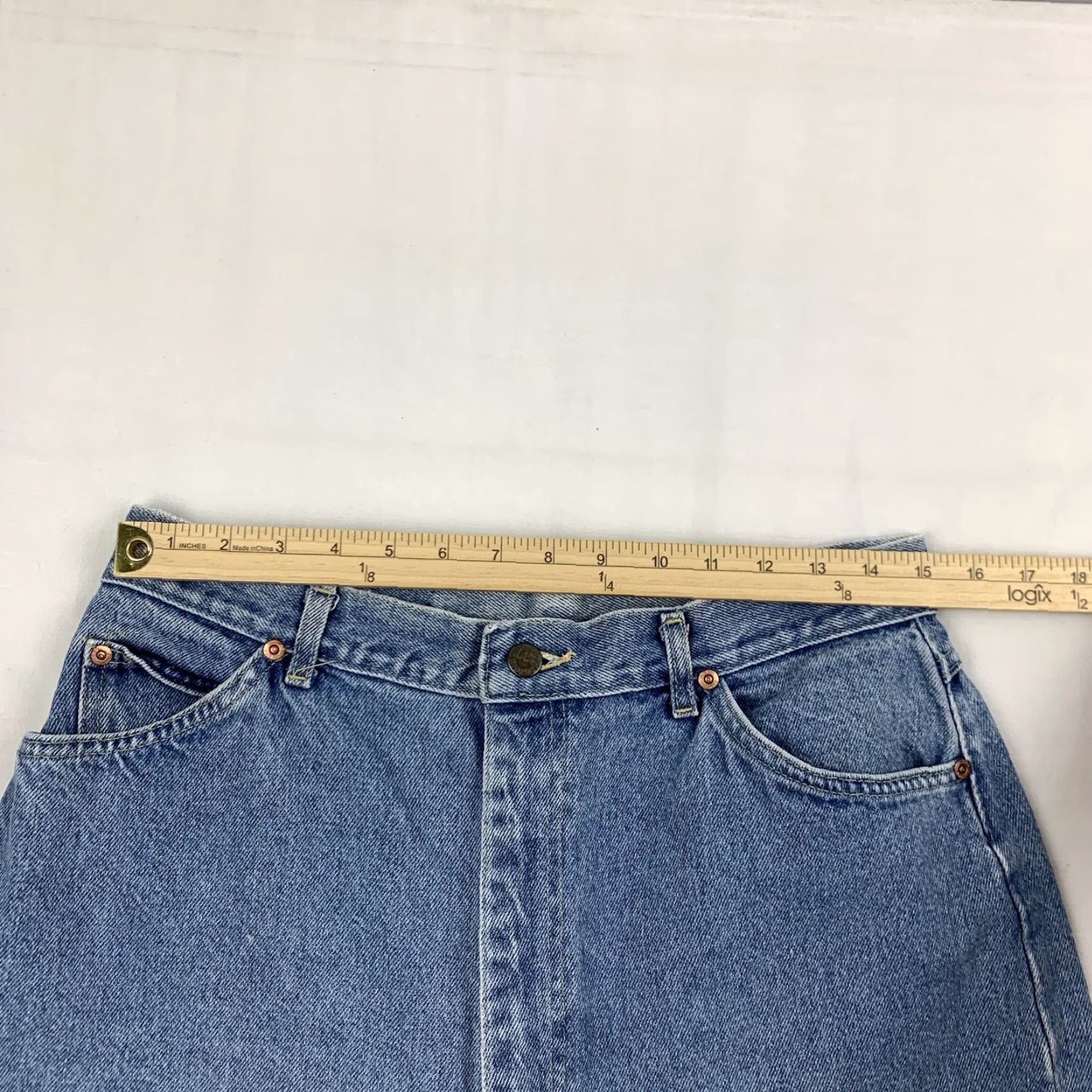 Lee VINTAGE Lee Riders Jeans Womens 18 Medium Blue Denim High Rise 90s Made In USA Size 30" / US 8 / IT 44 - 7 Thumbnail