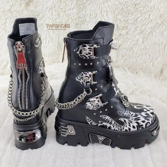 Alexander Wang Anthony Wang Dreamz Punk Goth 2.5" Platform Ankle Boots Leop Size US 6 / IT 36 - 1 Thumbnail