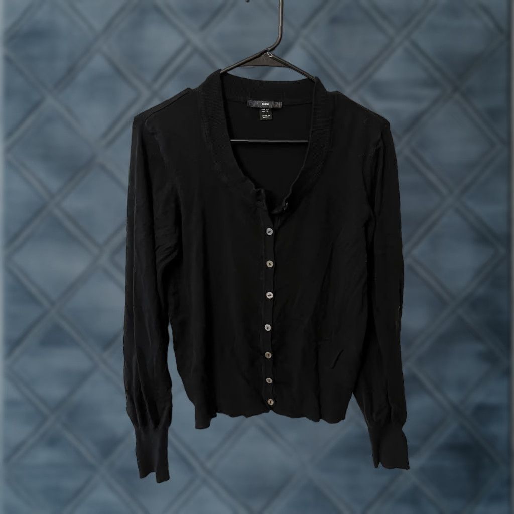 H&M VINTAGE H&M Cardigan Sweater Womens Size 12 Black Lightweight Long Sleeve Retro with Pockets Size XL / US 12-14 / IT 48-50 - 1 Thumbnail