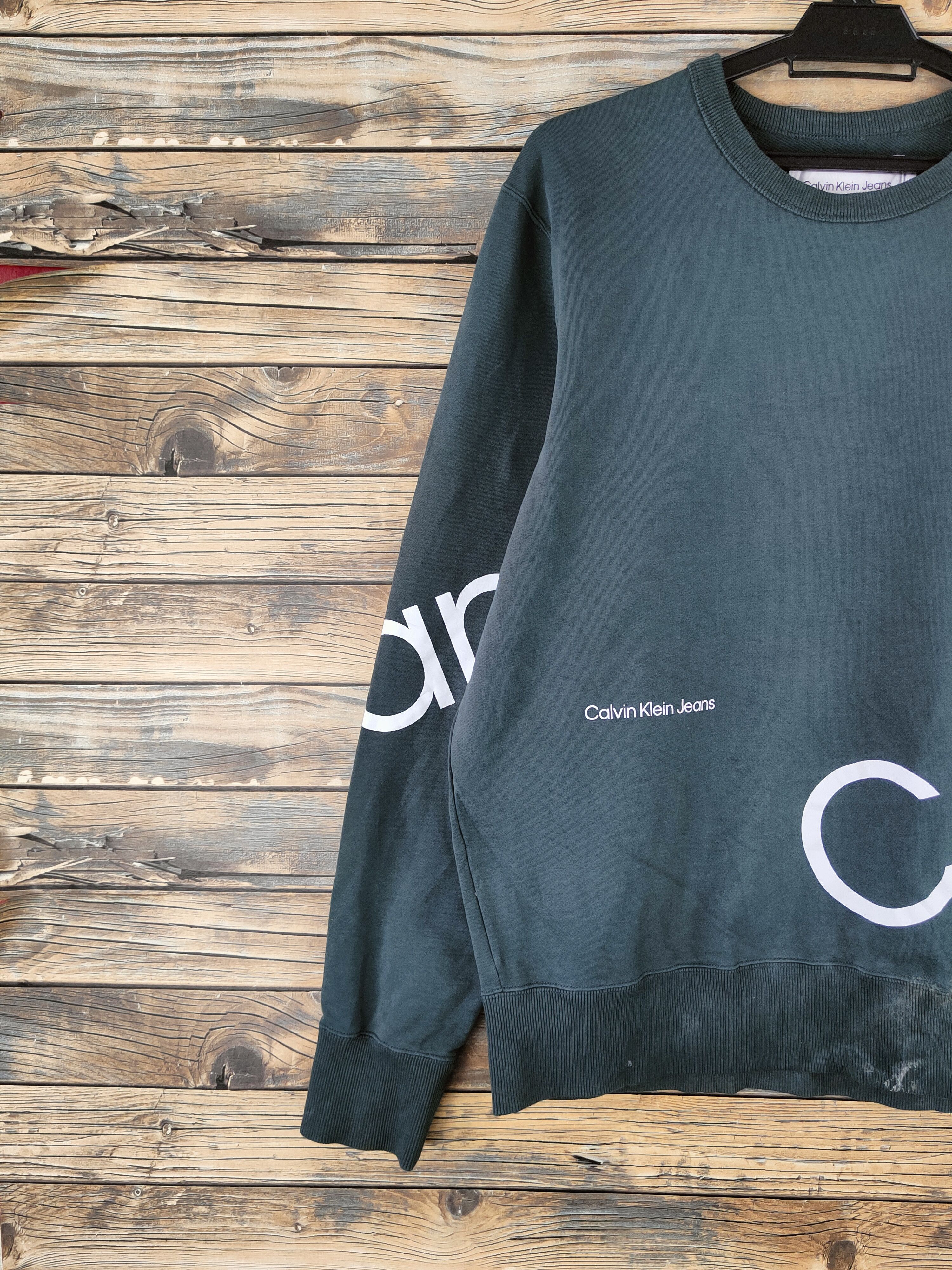 Calvin Klein SUPER BIG LOGO Calvin Klein Jeans Emerald Sweatshirt Size US L / EU 52-54 / 3 - 3 Thumbnail