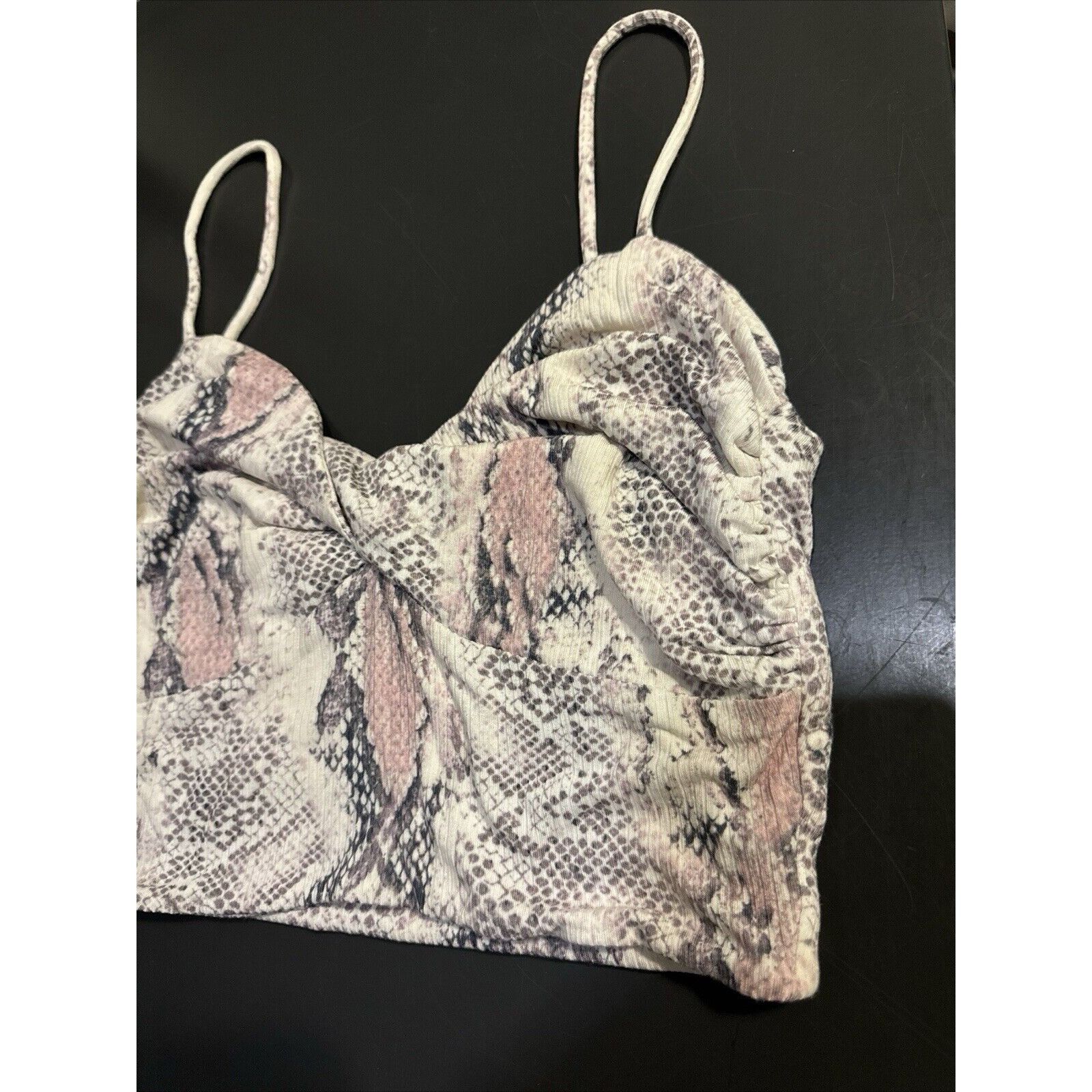 Other Olivaceous Crop Top Spaghetti Strap Gray Pink Snake Print Si Size L / US 10 / IT 46 - 6 Thumbnail