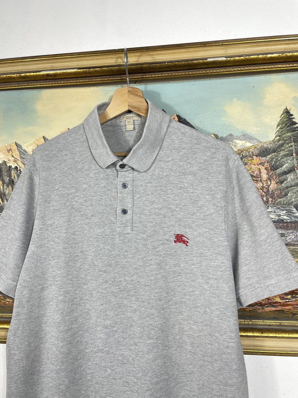 Burberry Burberry Gray Polo T-shirt Short Sleeve Tee Old Money Luxury Size US L / EU 52-54 / 3 - 3 Thumbnail