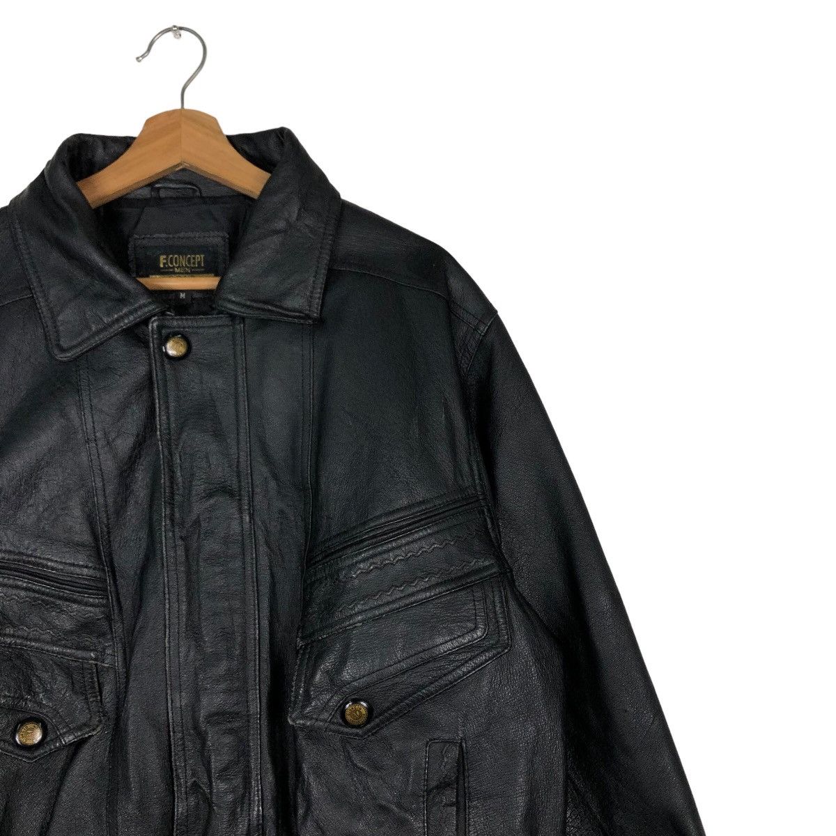 Japanese Brand 🔥Biker Leather Jacket F Concept Men Gold Issey Miyake Size US M / EU 48-50 / 2 - 6 Thumbnail