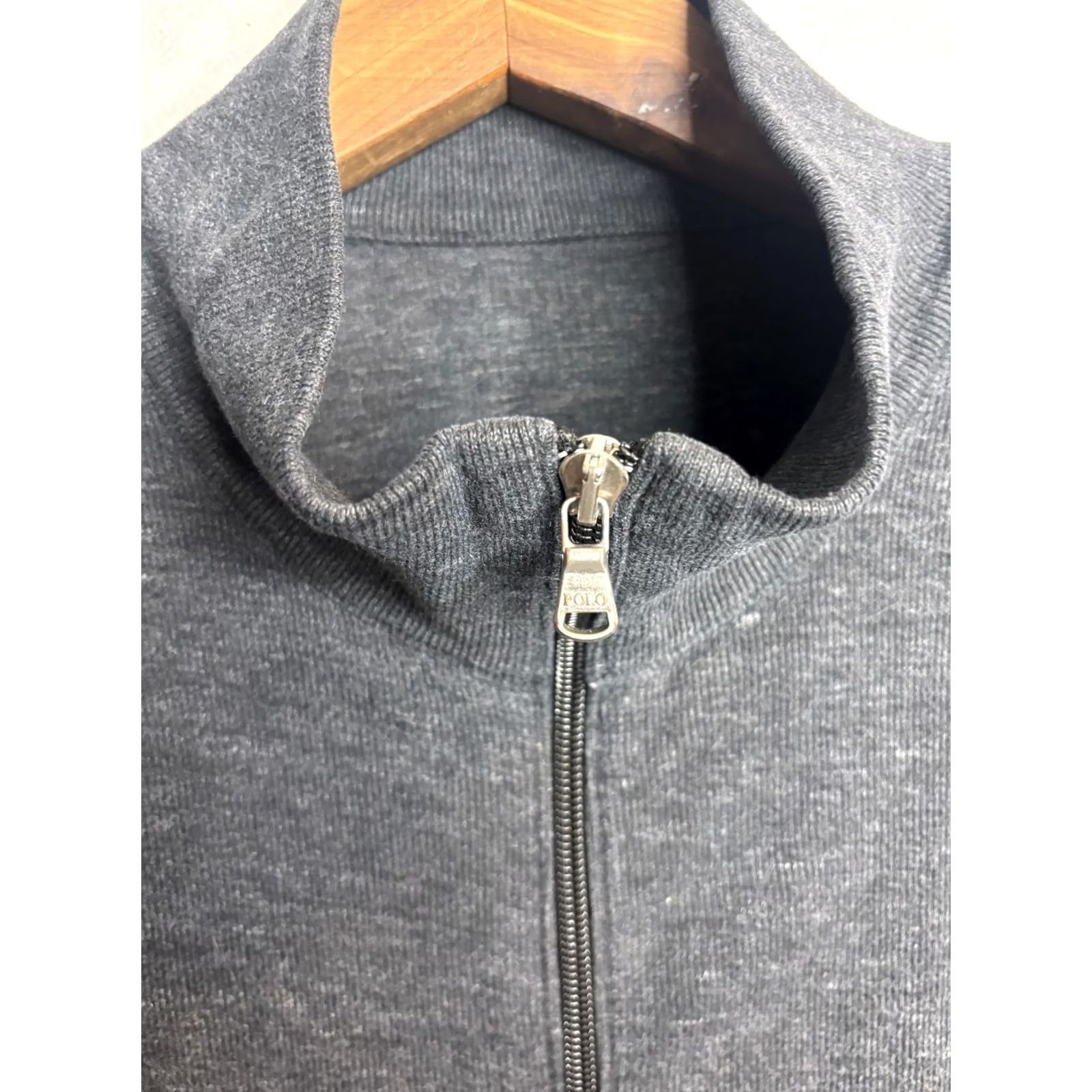 Polo Ralph Lauren Polo Ralph Lauren Mens Sweater Charcoal Gray Full Zip Mock Neck Red Pony XL Size US XL / EU 56 / 4 - 3 Thumbnail
