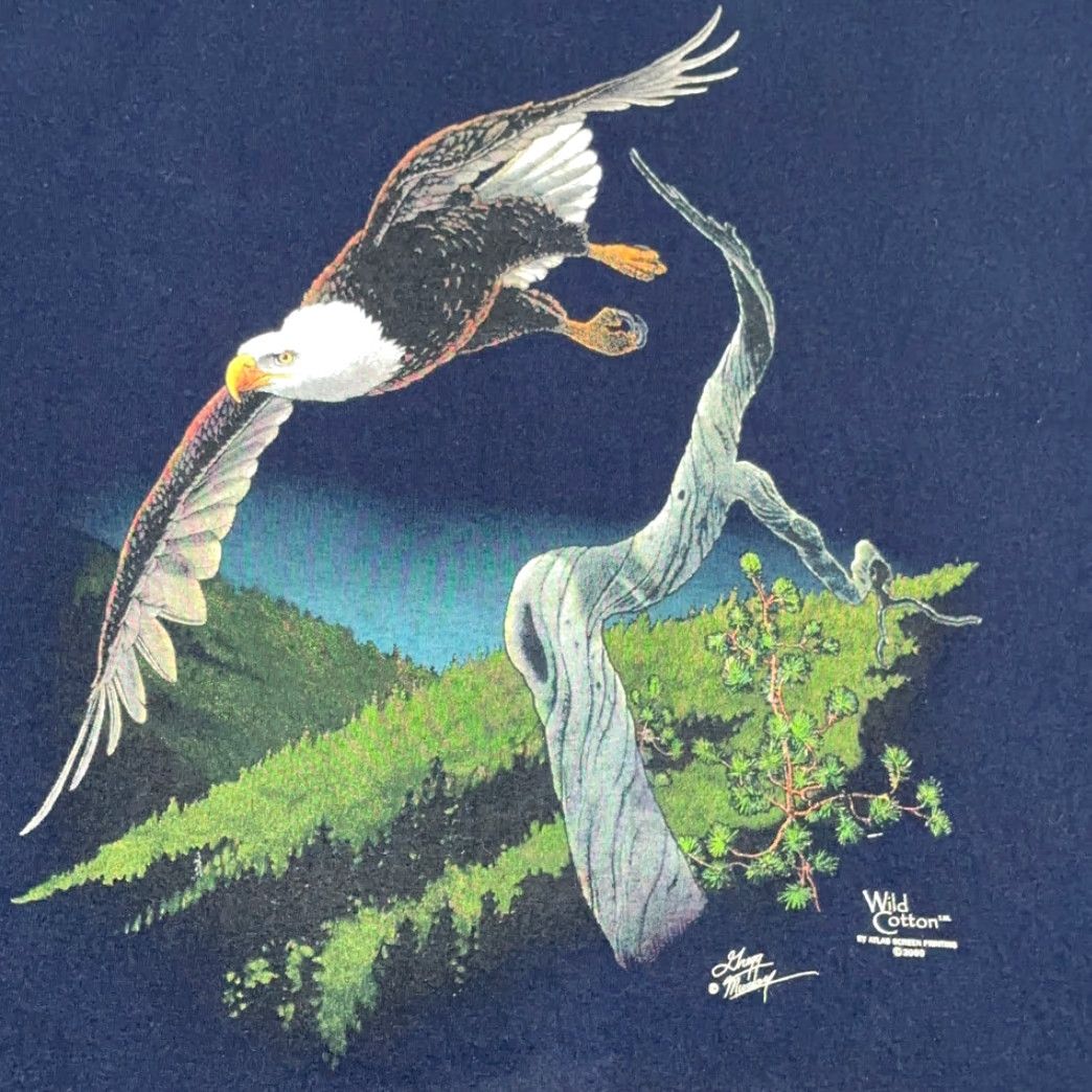 Vintage VINTAGE Eagle Shirt Adult XL Blue Wild Cotton USA 90s Nature Manatee Y2K Mens Size US XL / EU 56 / 4 - 2 Thumbnail