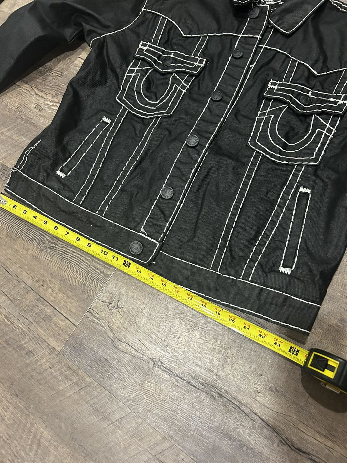 True Religion 🕷️ Waxed Denim Black & White Super T Jacket 🕷️ Size US XL / EU 56 / 4 - 7 Thumbnail