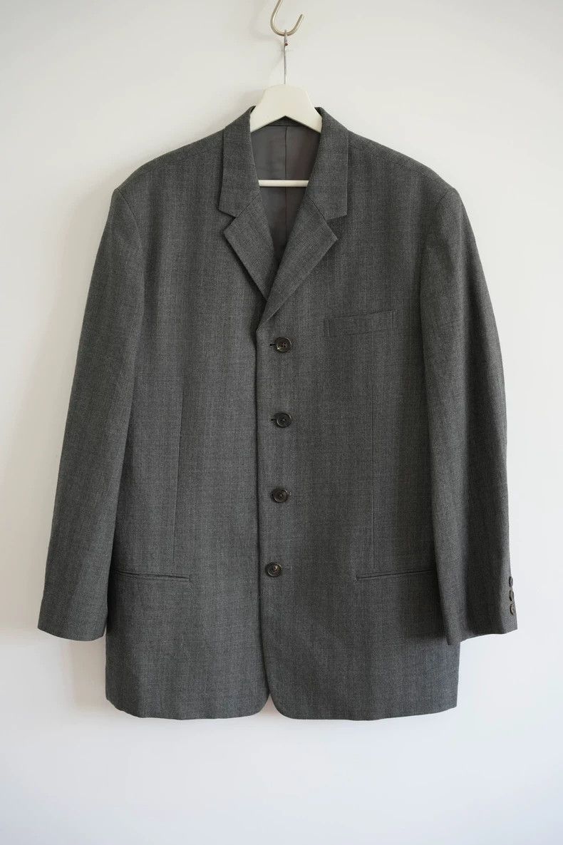 Yohji Yamamoto Yohji Yamamoto size m 90s carbon grey dark stripe suit 250 Size 38R - 1 Thumbnail