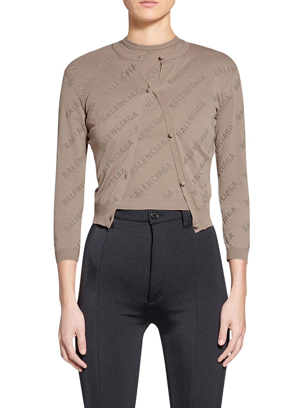 o1y0625 Logo Cardigan in Taupe