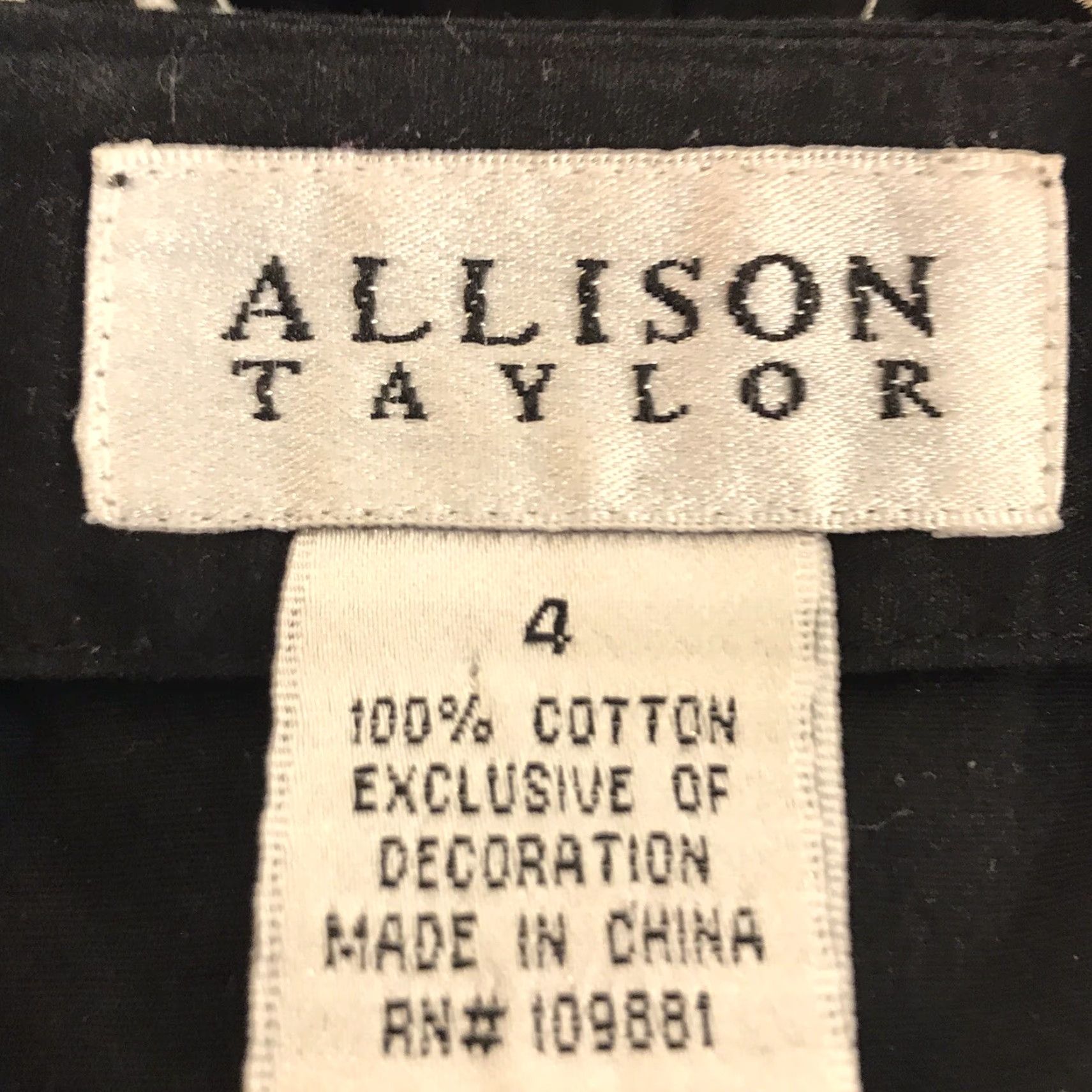 Vintage Allison Taylor Women's Skirt Midi Flare Sequin Embroidered 100% Cotton Size 4 Black/White EUC Women Size 27" / US 4 / IT 40 - 4 Thumbnail