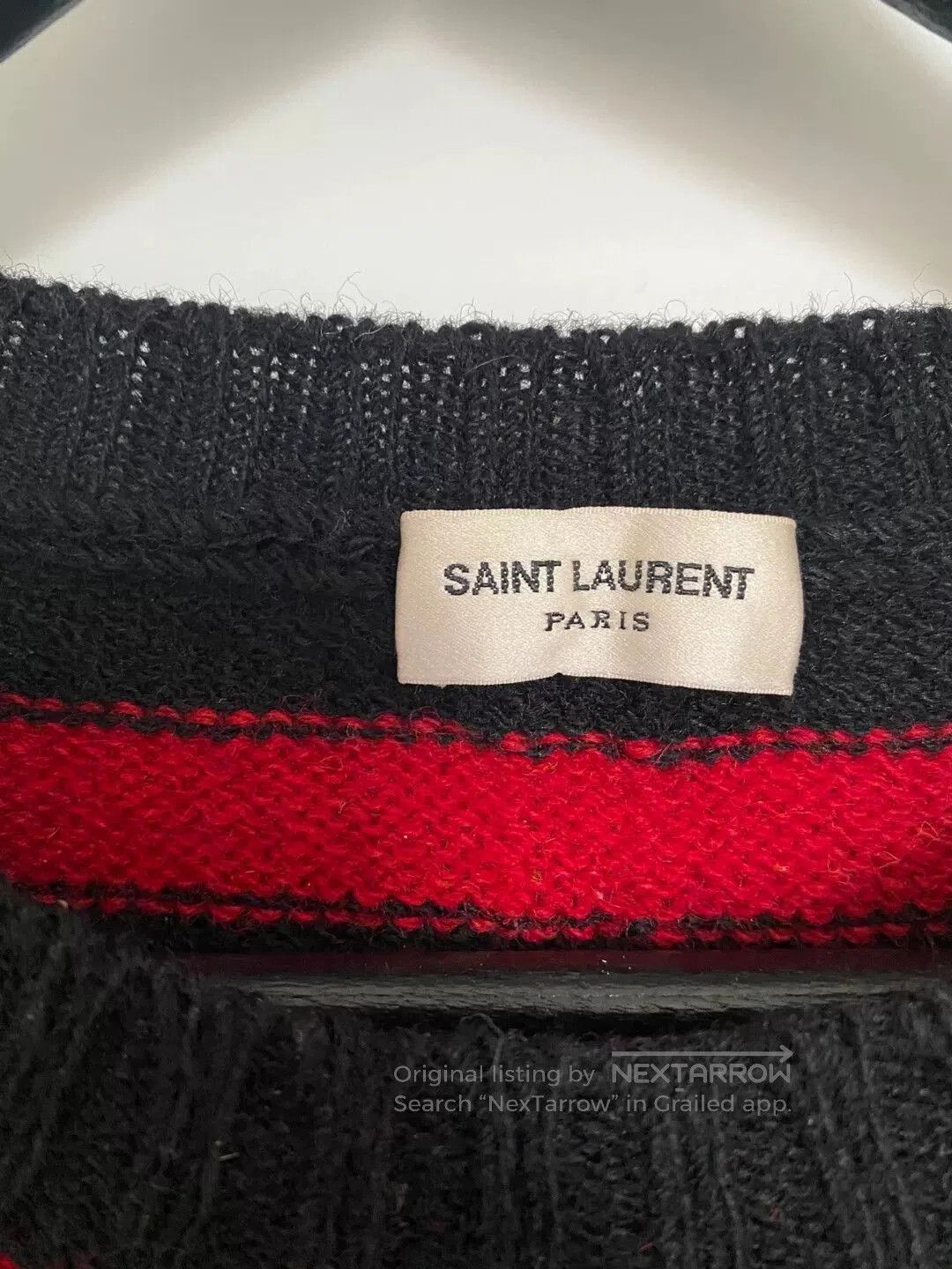Hedi Slimane Saint Laurent Wool Red Black Stripe Sweater. Size US XL / EU 56 / 4 - 3 Thumbnail