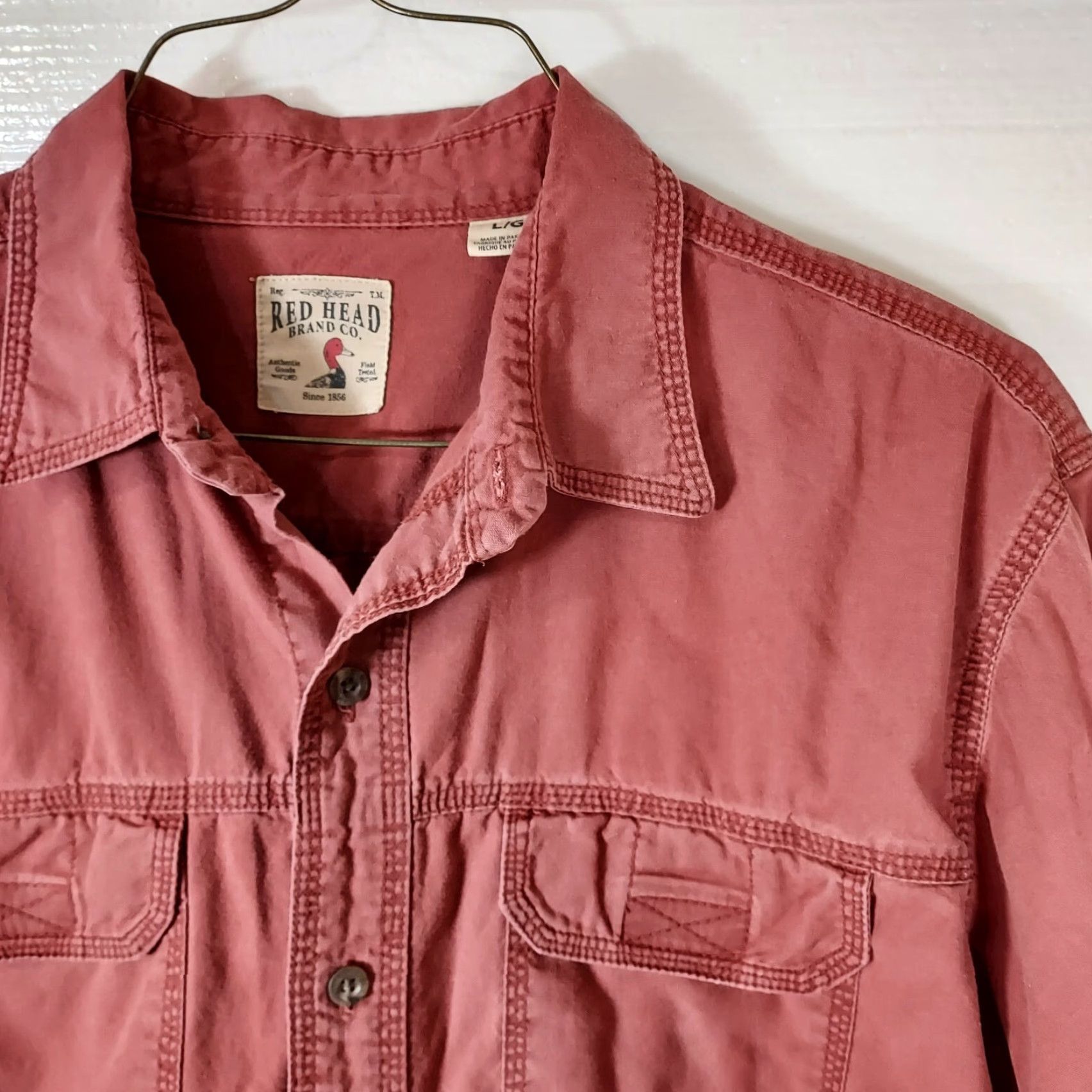 Vintage RedHead Shirt Button-Up Flannel Long Sleeve Casual Adult Large Red Regular Classic Mens Size US L / EU 52-54 / 3 - 3 Thumbnail