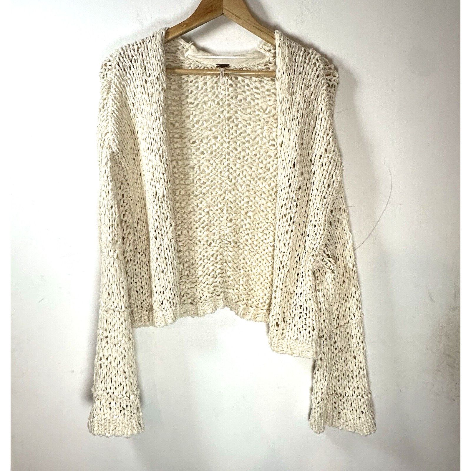 Free People Free People Daiquiri Loose Knit Cardigan crop Medium Ivory Size M / US 6-8 / IT 42-44 - 3 Thumbnail