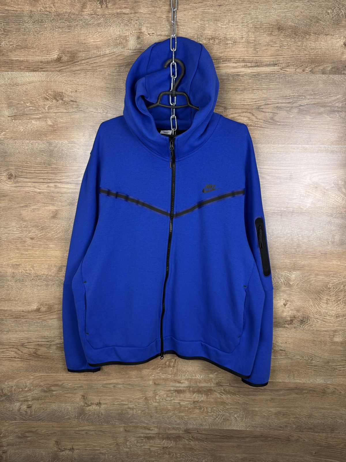 Mens Nike Tech Fleece Zip hoodie light jacket size XXL blue