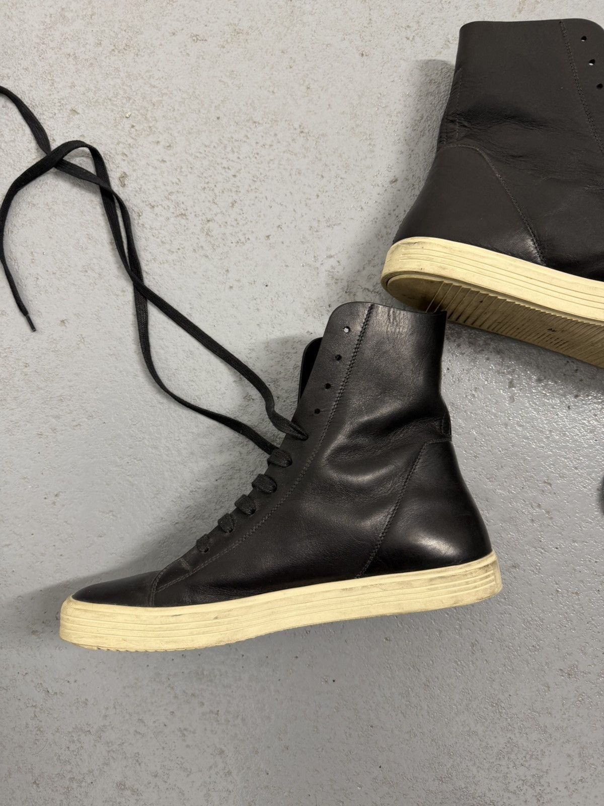 Rick Owens Rick Owens Mastodon Leather High Sneakers Size US 10.5 / IT 40.5 - 13 Thumbnail